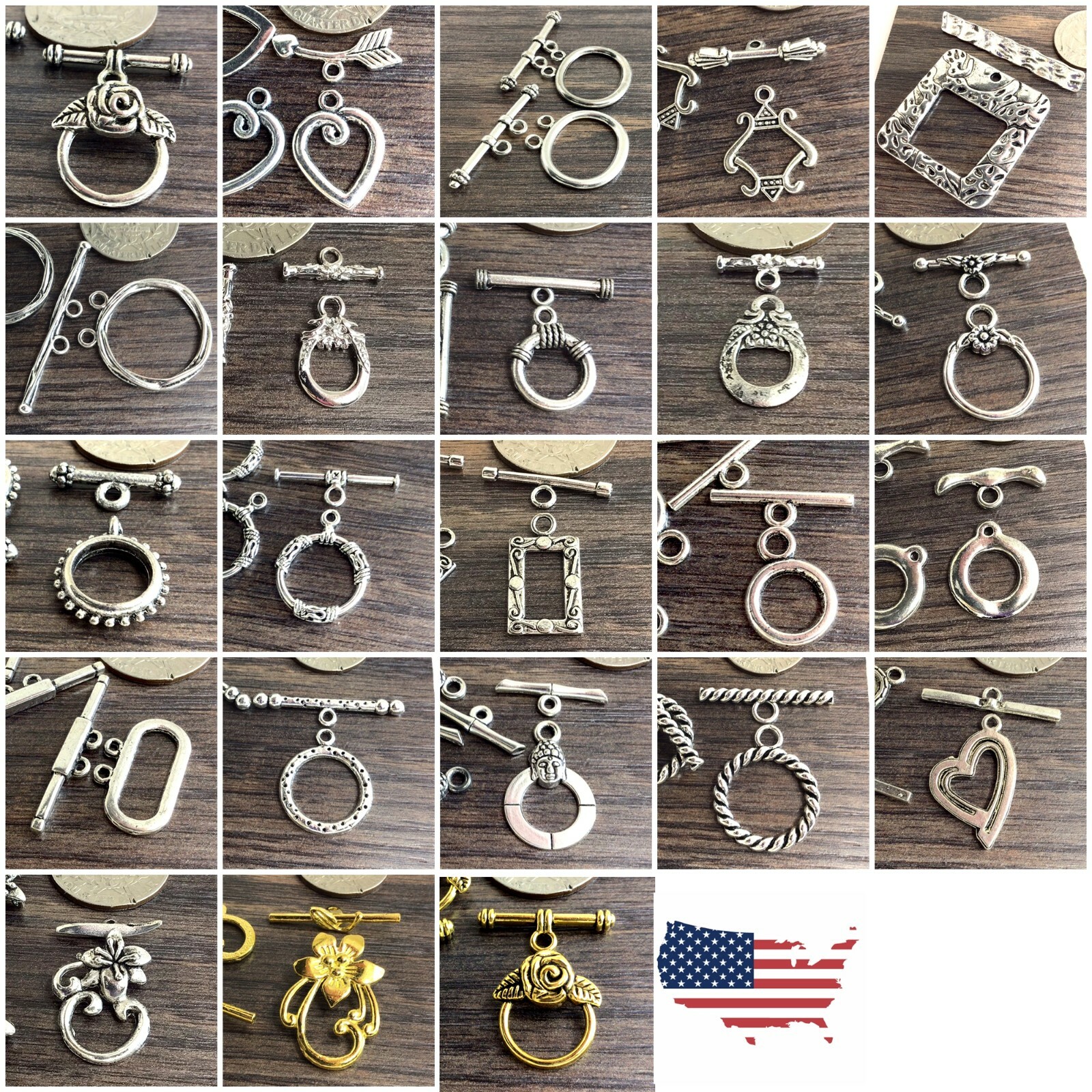 Silver Brass Gold Toggle Clasp Toggle Necklace Jewelry Findings Free Shipping