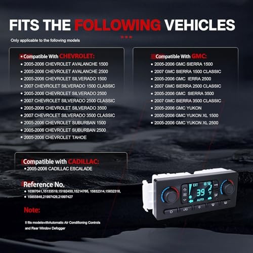 599-009 A/C Heater Climate Control Module Panel SwitchXD Compatible 599-211