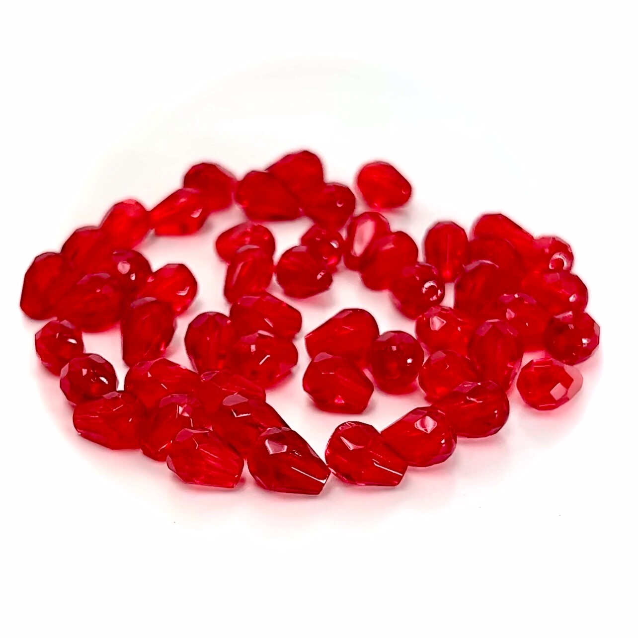 Czech Glass Pear Shaped Fire Polished Beads 8x6mm Light Siam red Tear Drops 50pc