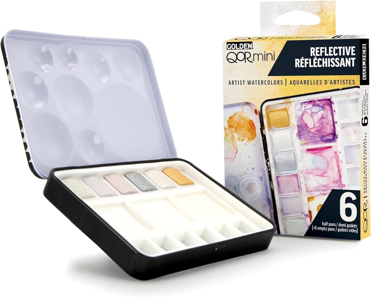 Golden QoR Mini ~REFLECTIVE~ 6 Color 1/2 Pan Watercolor Set ~ Free Shipping