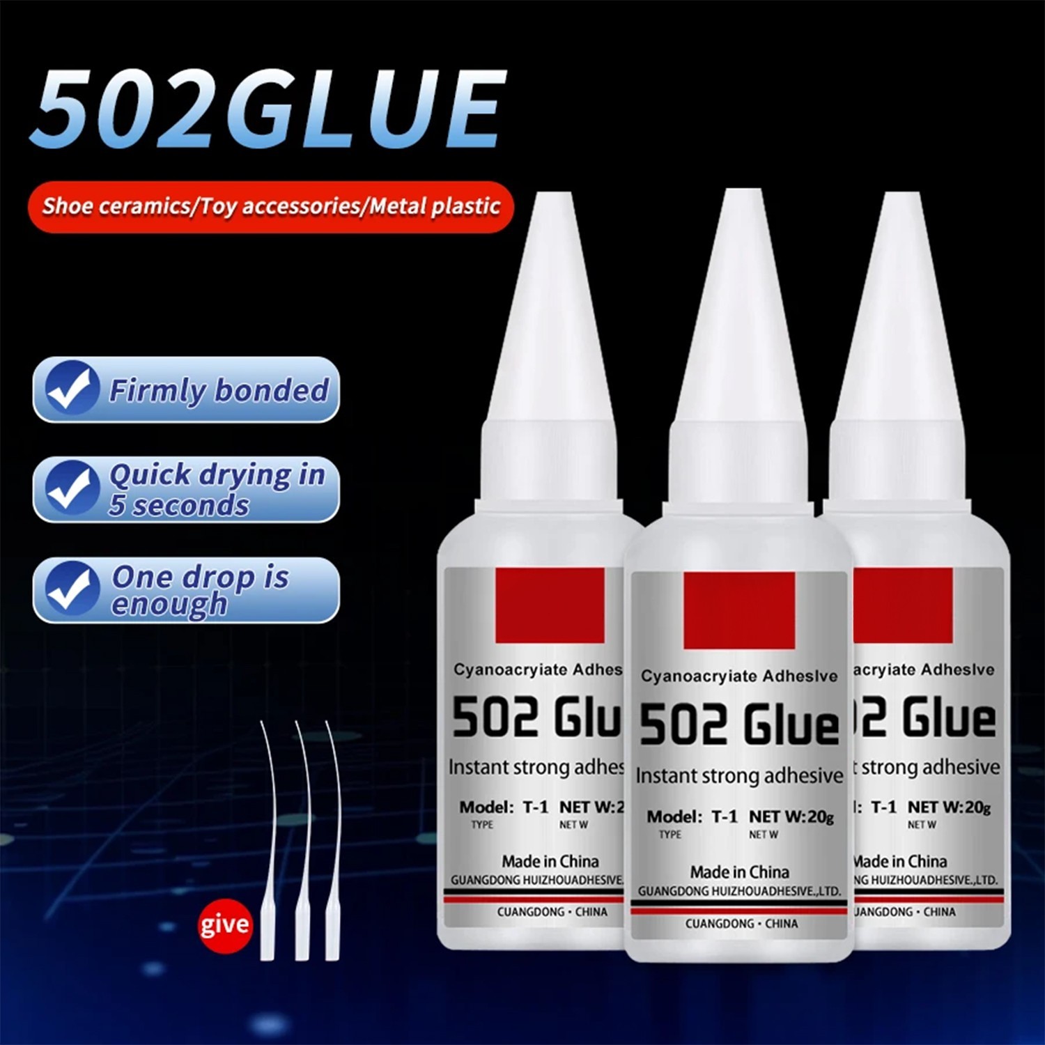 JXVX 502 Super Glue Instant Quick-drying Cyanoacrylate Adhesive Liquid Glue Tool