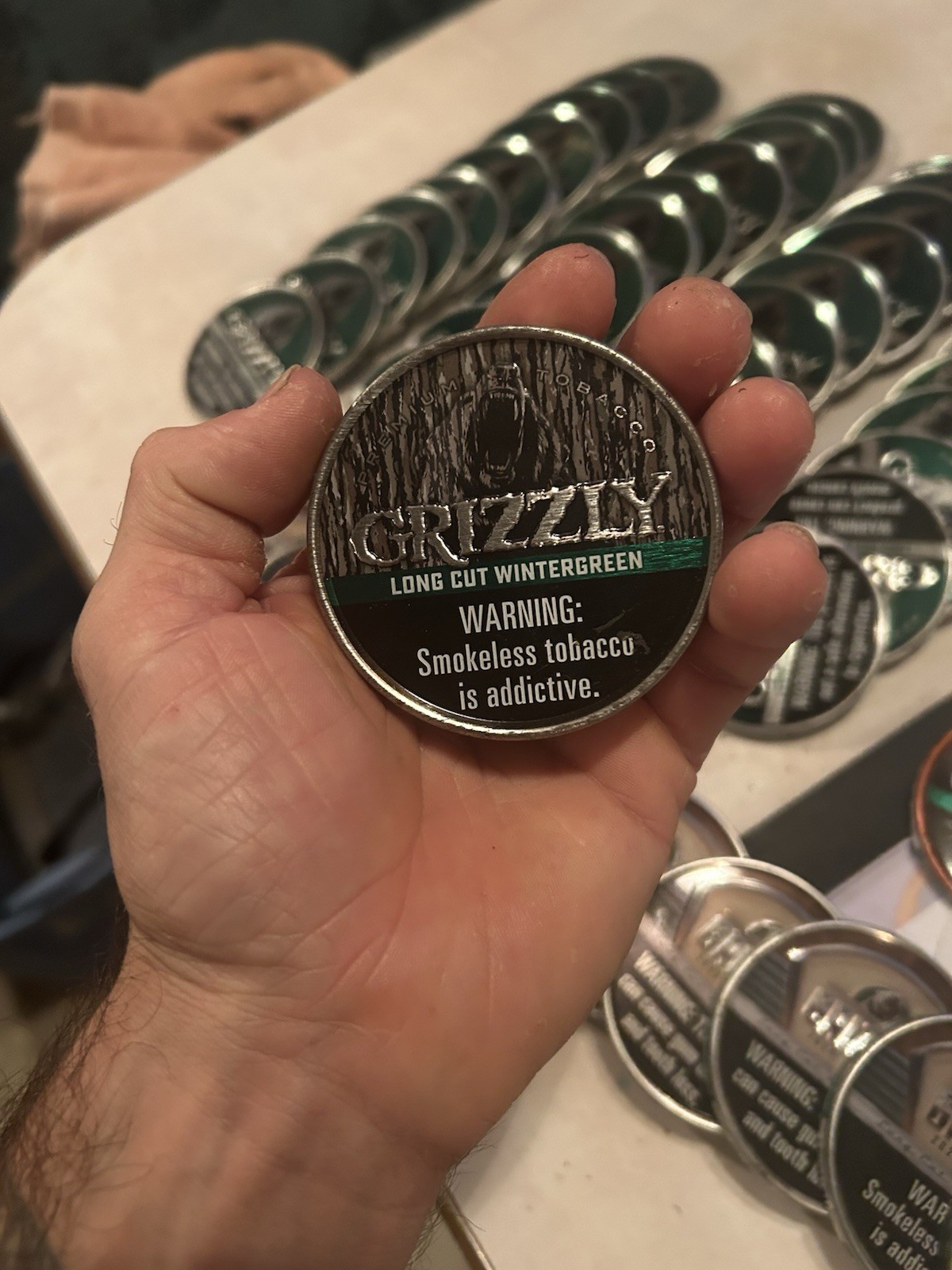 Grizzly Wintergreen metal can tops For CRAFTS, Or Target Practice 61 Total Lids