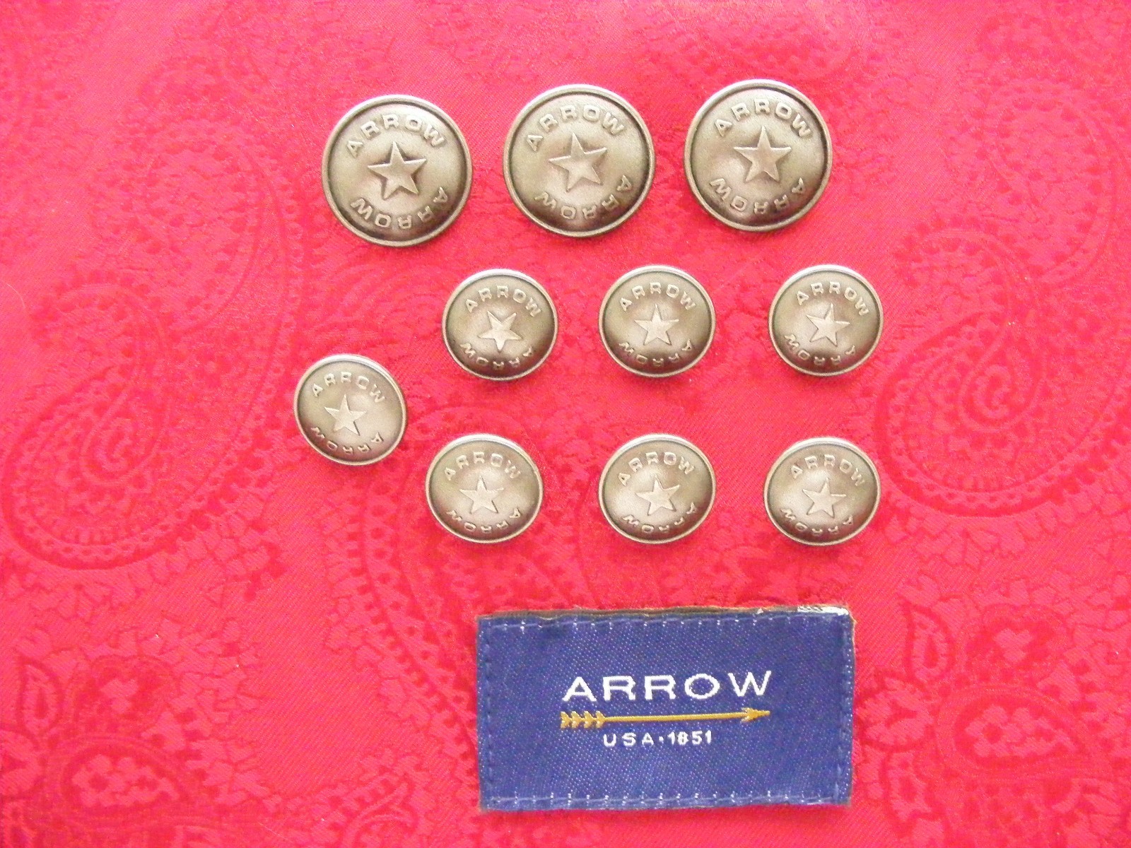ARROW SIGNATURE STAR SHEILD REPLACEMENT BLAZER METAL FULL BUTTON SET EUC