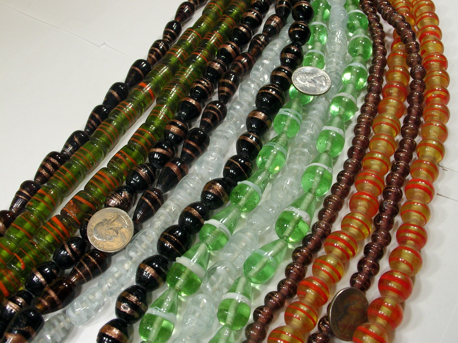 14 Strands (15″) Assorted Closeout India Handmade Glass Beads Lot (MQD-2)⭐