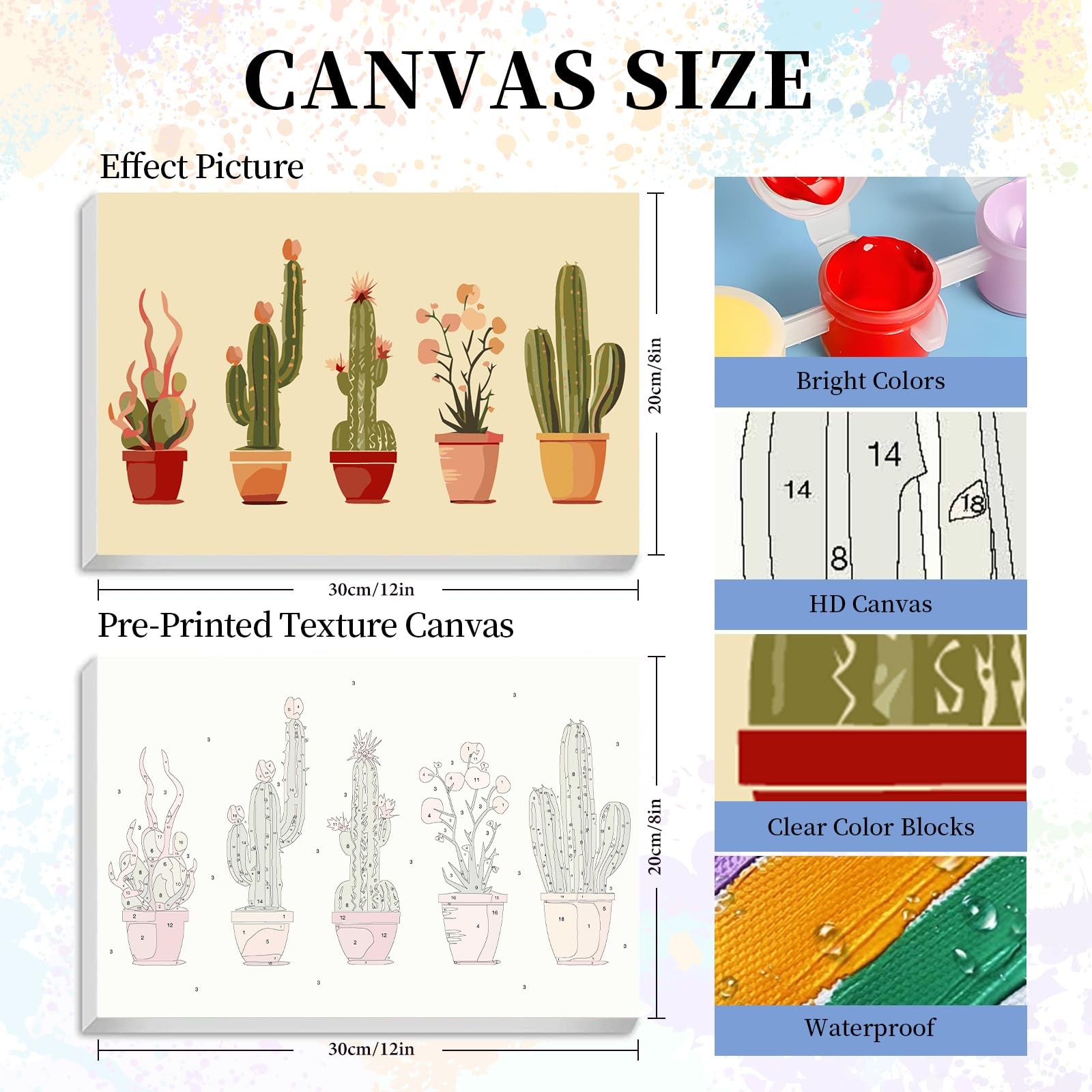 Framed Paint by Numbers Kit for Adults Beginner & Kids Ages 10-13, Cactus Easy P