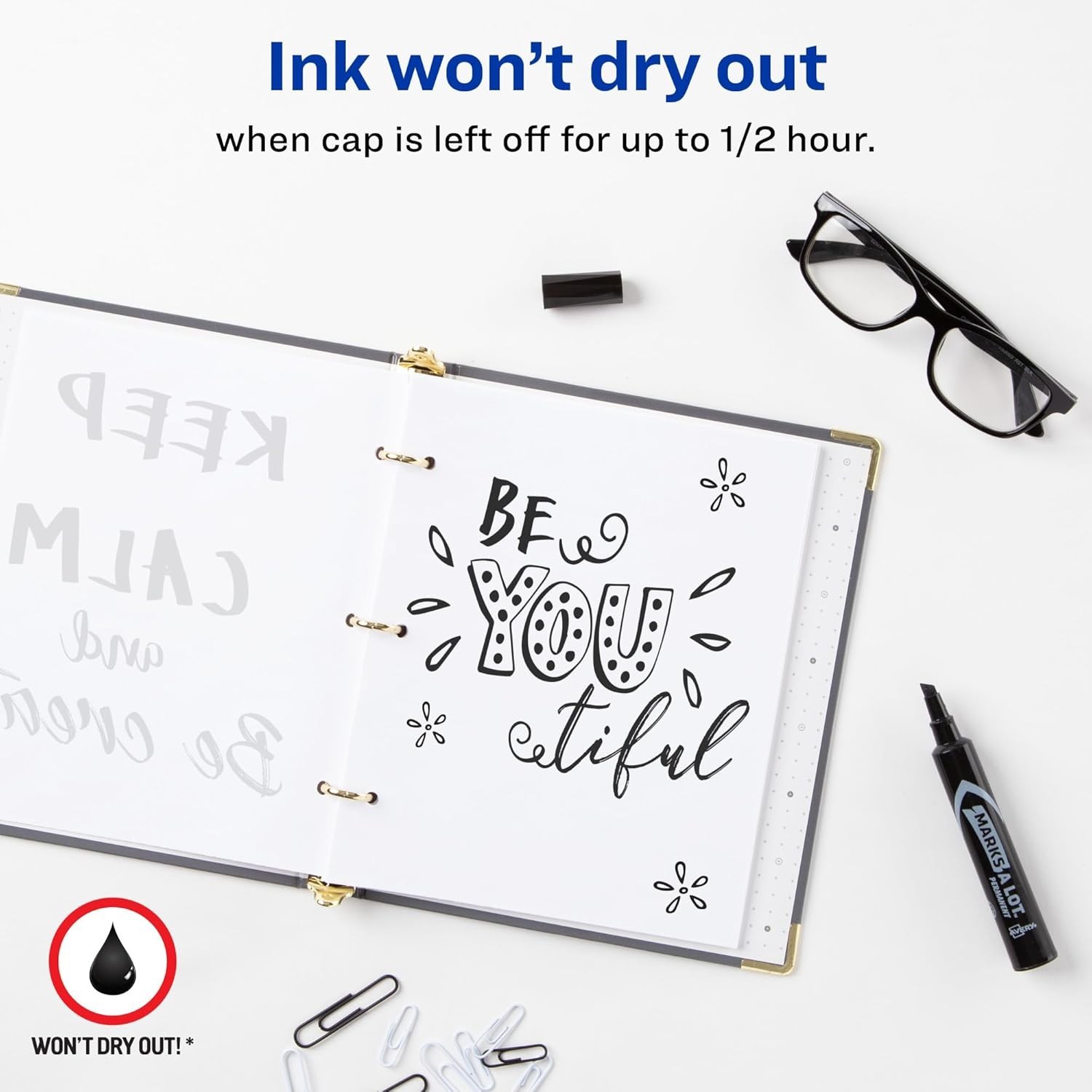Non-Toxic Water Resistant Permanent Markers – 2 Black Chisel Tips Included