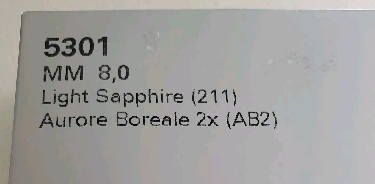 Swarovski Crystal 5301 8mm bicone beads, Light Sapphire AB2X, (8pcs)