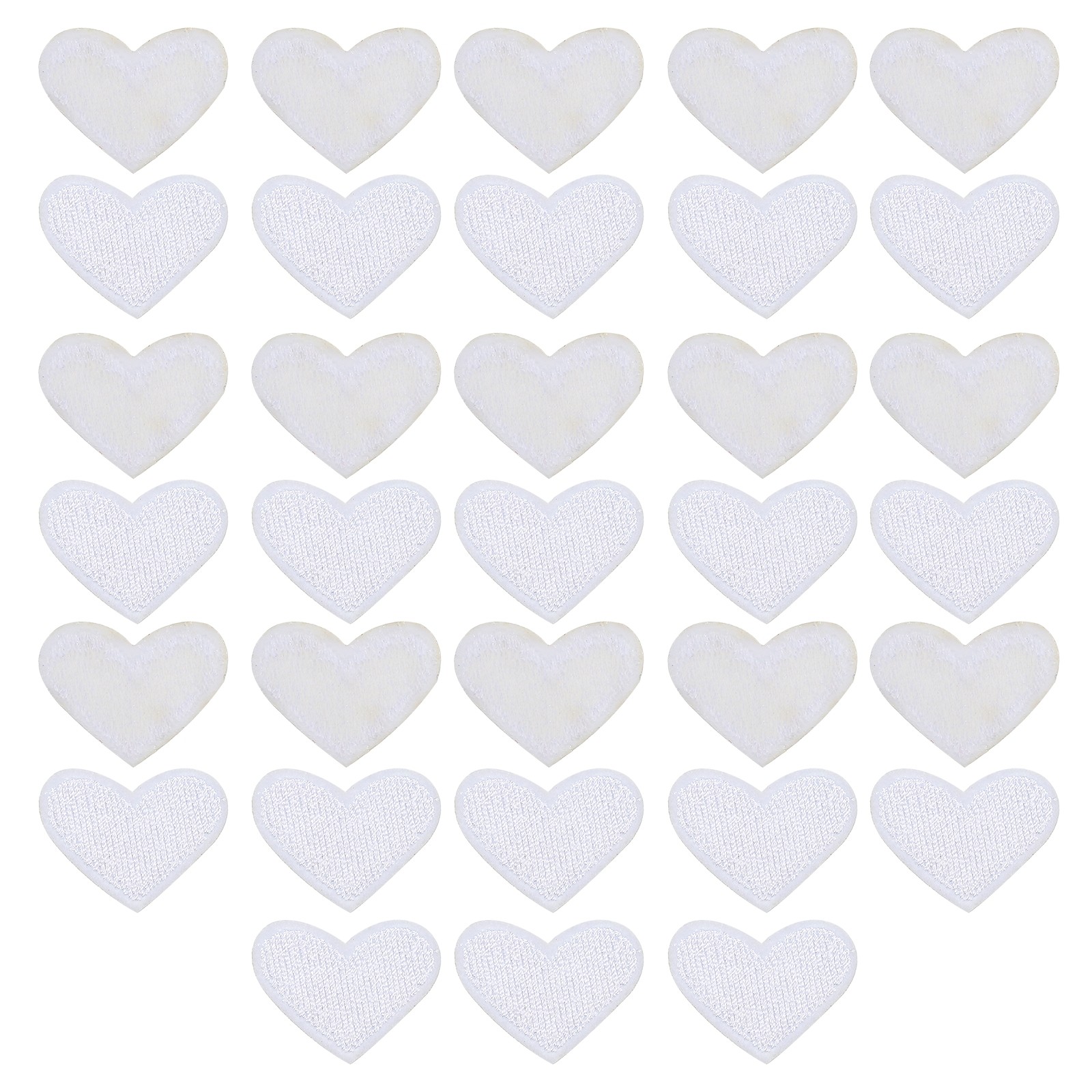 33 x Heart Shaped Iron on Patches White Embroidered Love Applique Patches