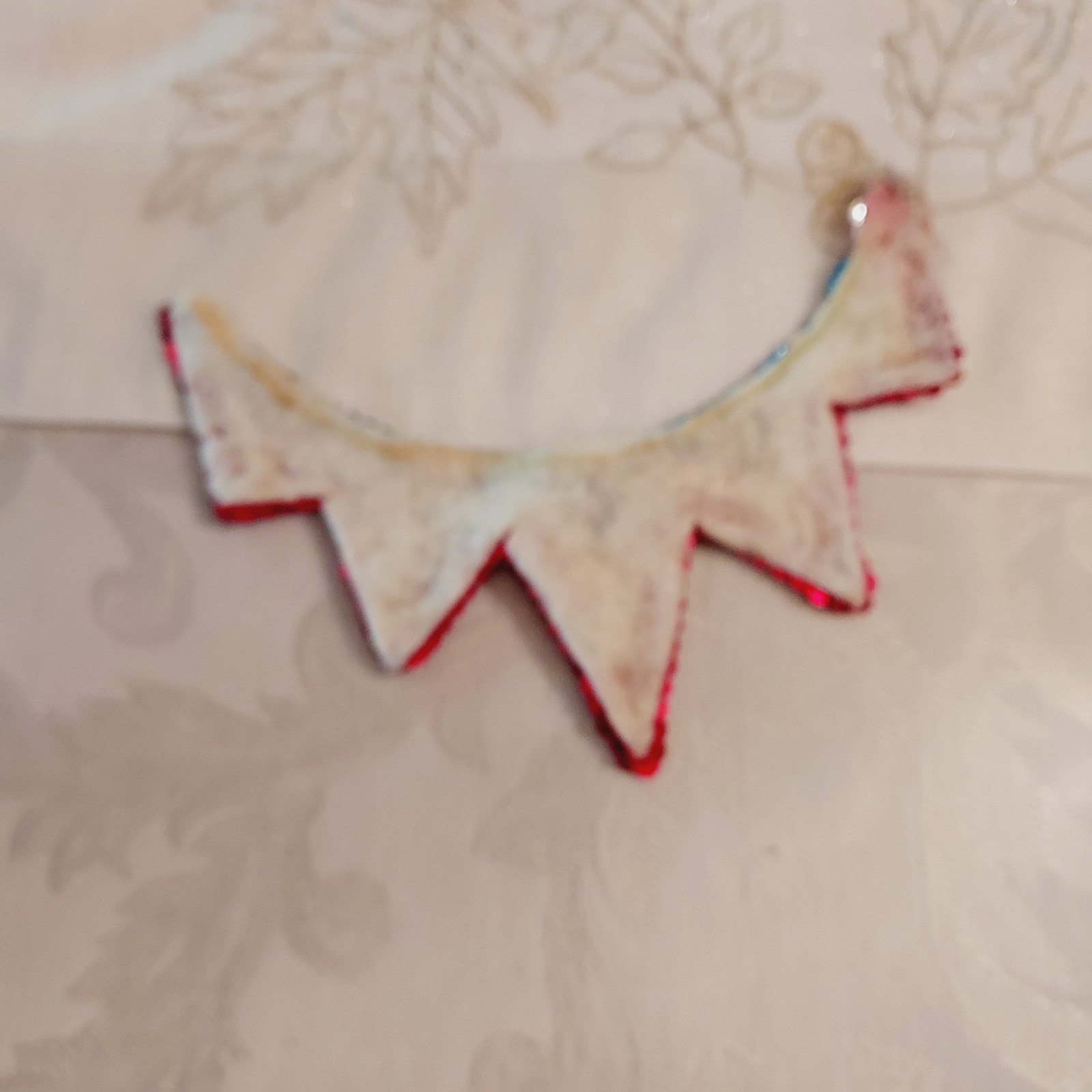 Vtg Patriotic Collar Shape Red White Blue Sequined Applique Sew Glue On – Patch