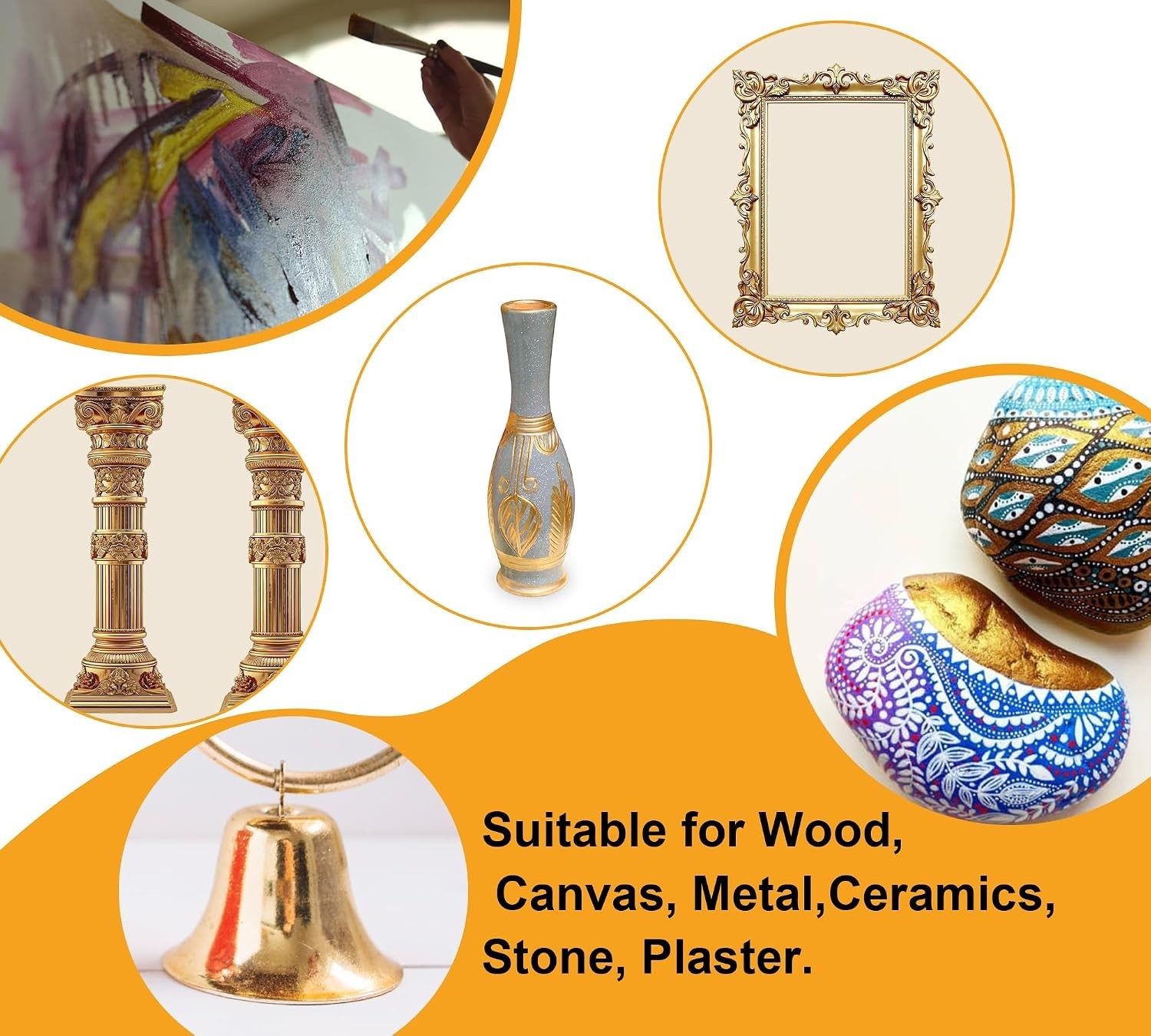 Liquid Gold Leaf Paint Kit – 3.53oz Ultra Shiny Quick Dry Metallic Gilding Pa…