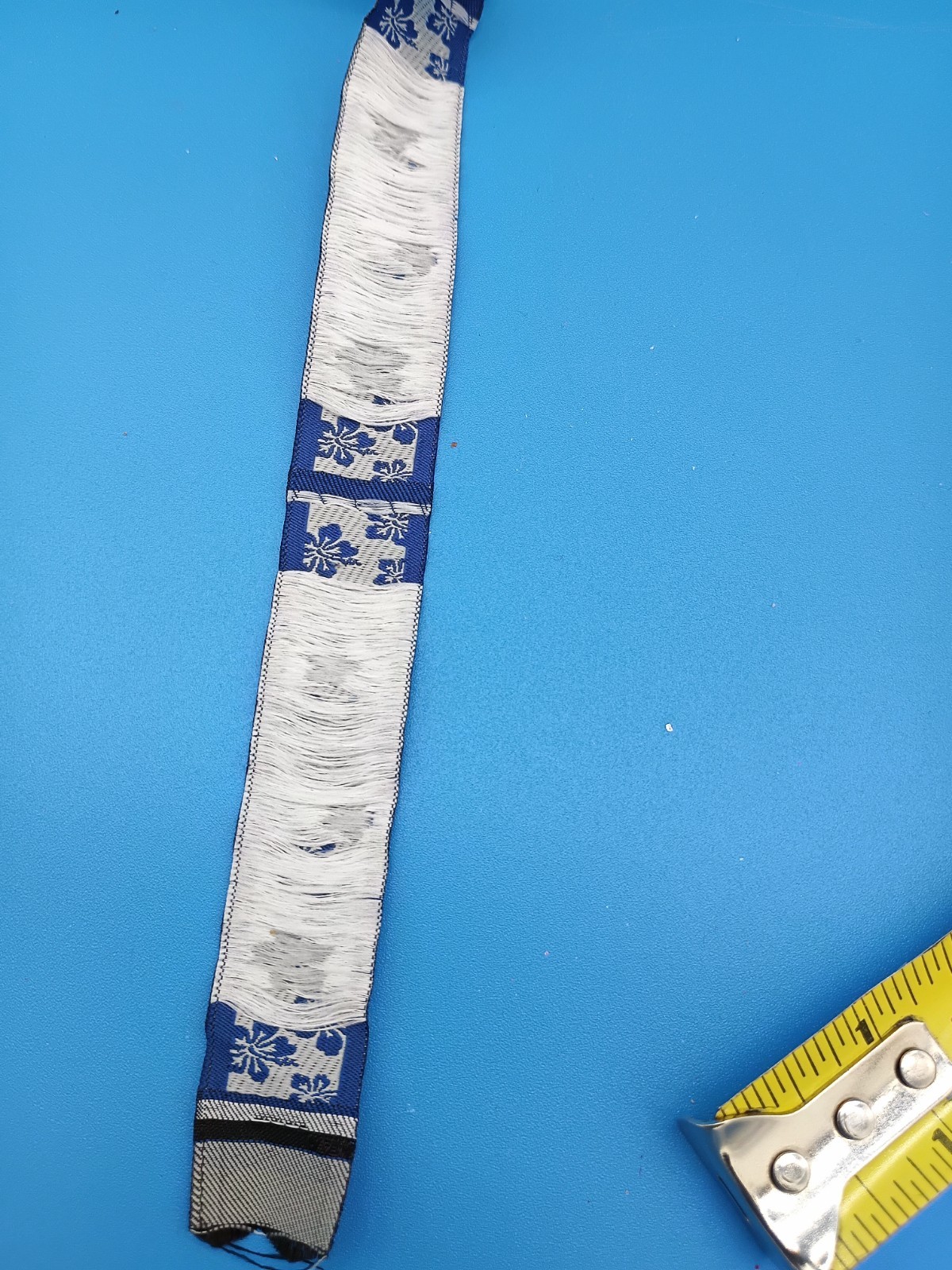 Vintage New Old Stock Ribbon Trim Blue Charcoal Flowers 3 Yds