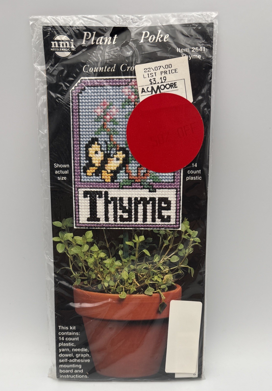NMI Plant Poke Counted Cross Stitch Set Of 4: Rosemary, Oregano, Basil, Thyme