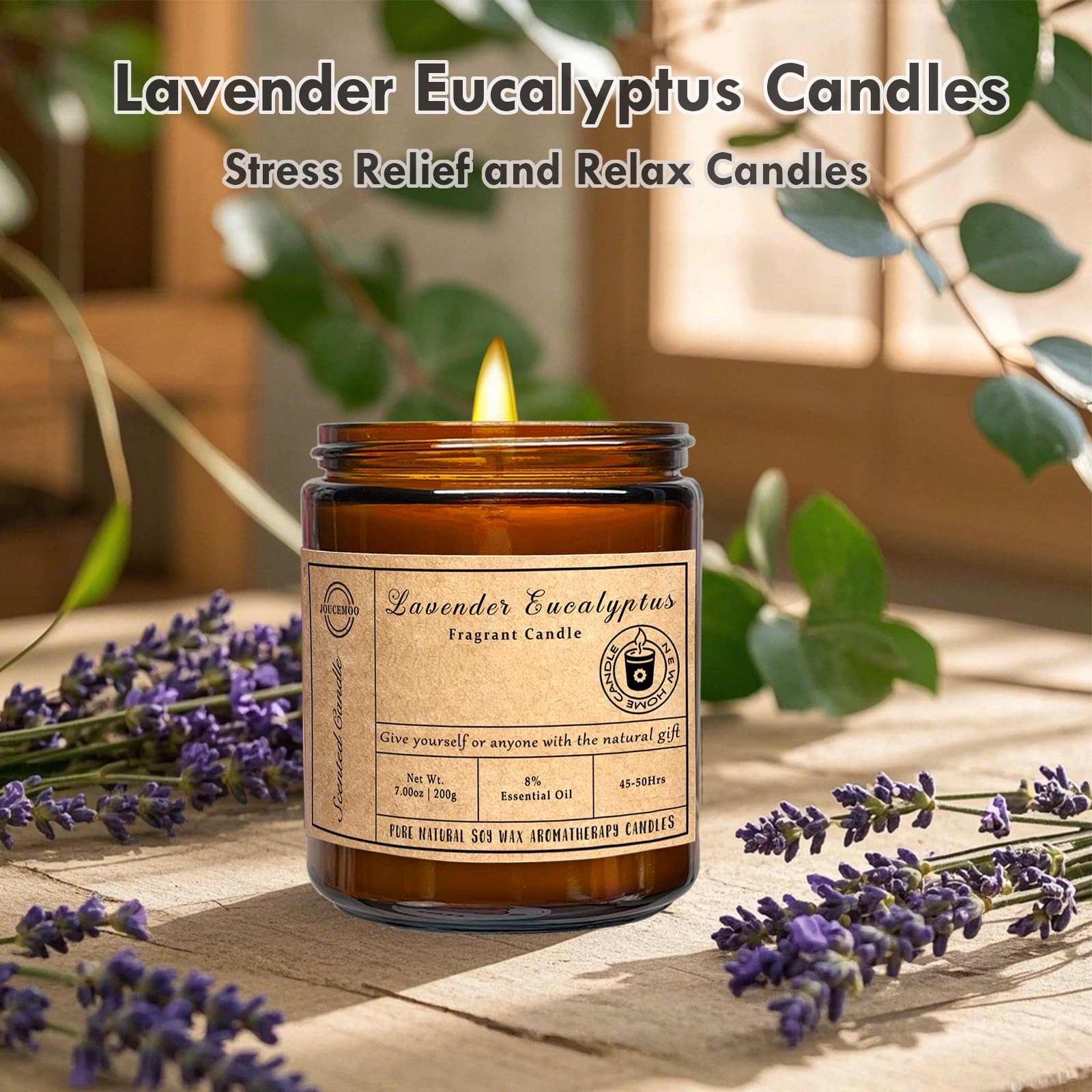 Scented Candles – Lavender Eucalyptus Candles for Home Scented, 7oz Soy Wax A…