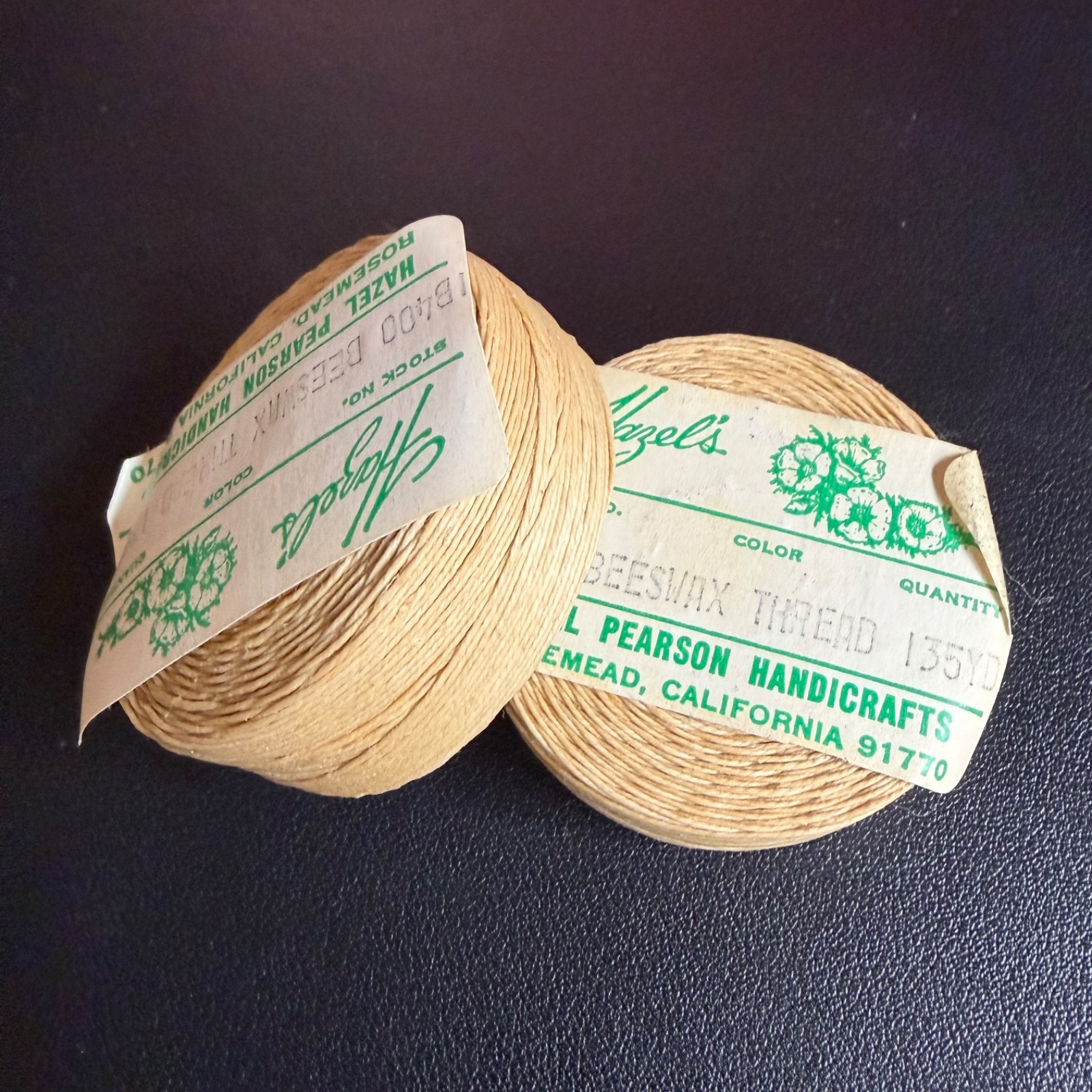 Hazel’s Waxed Linen Cords Natural 135 yds – 3 Ply Beeswax Thread Irish