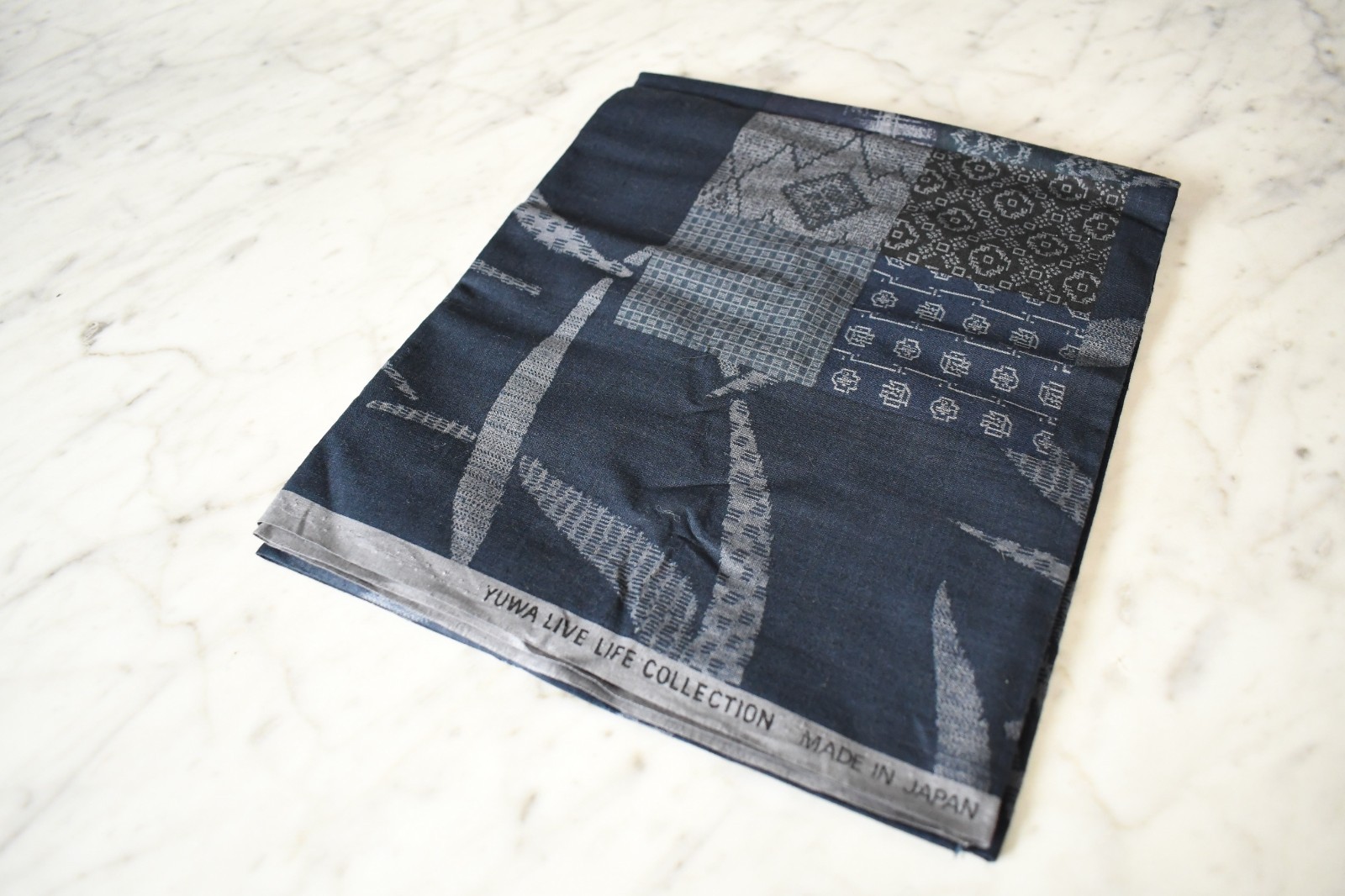 Yuwa Live Life Collection Japan Navy Blue Gray Patchwork Fabric 36×44″
