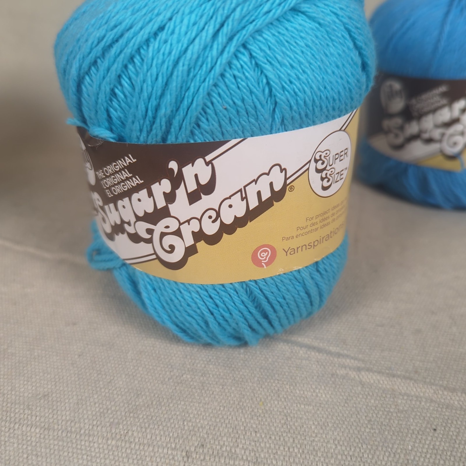 Lily Sugar ‘n Cream Cotton Yarn Blue/Green Mixed Lot 5 skein 4-ply Crochet Craft