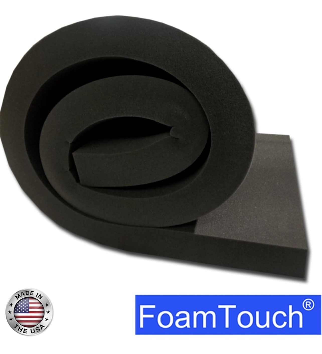 FoamTouch 2″ Thick, 30″ Wide x 84″ Long Charcoal High Density Foam, Charcoal