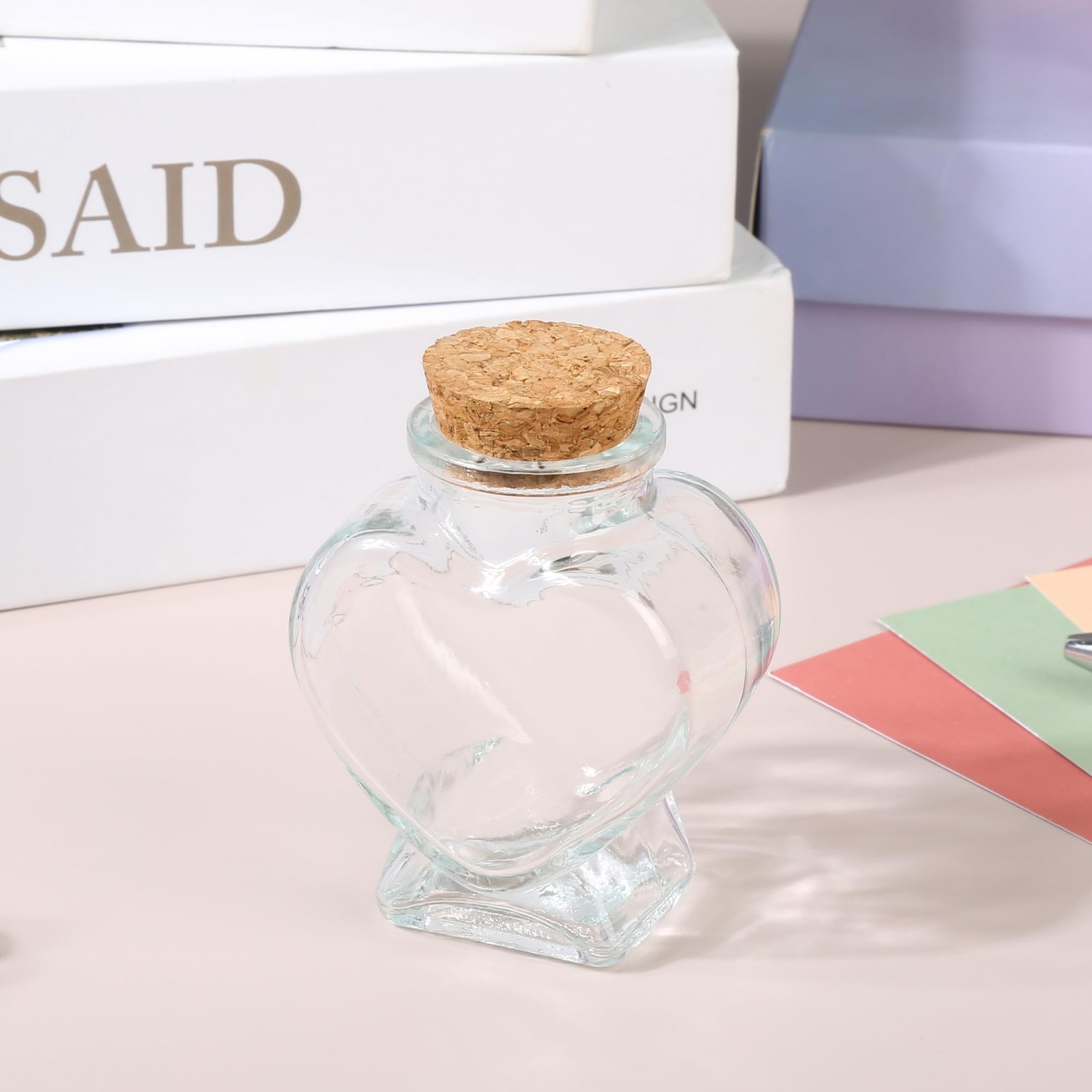 50ml 1Pcs Empty CLear Glass Heart-Shaped Bottles Decorative, Glass Bottle wit…