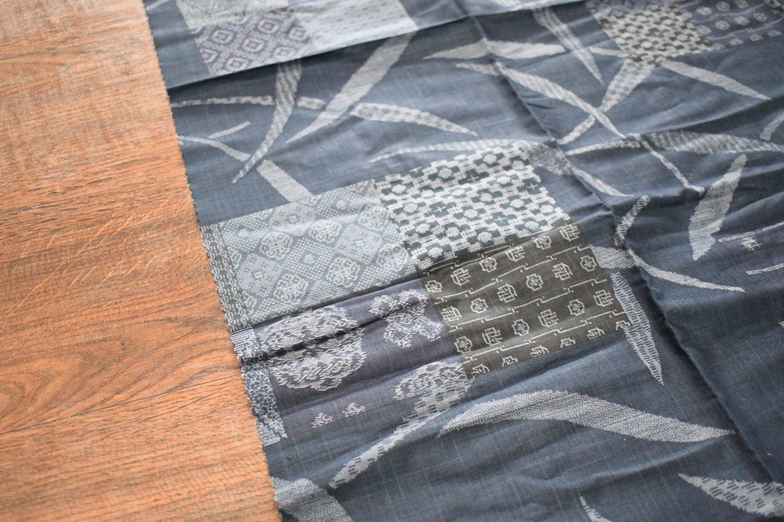 Yuwa Live Life Collection Japan Navy Blue Gray Patchwork Fabric 36×44″