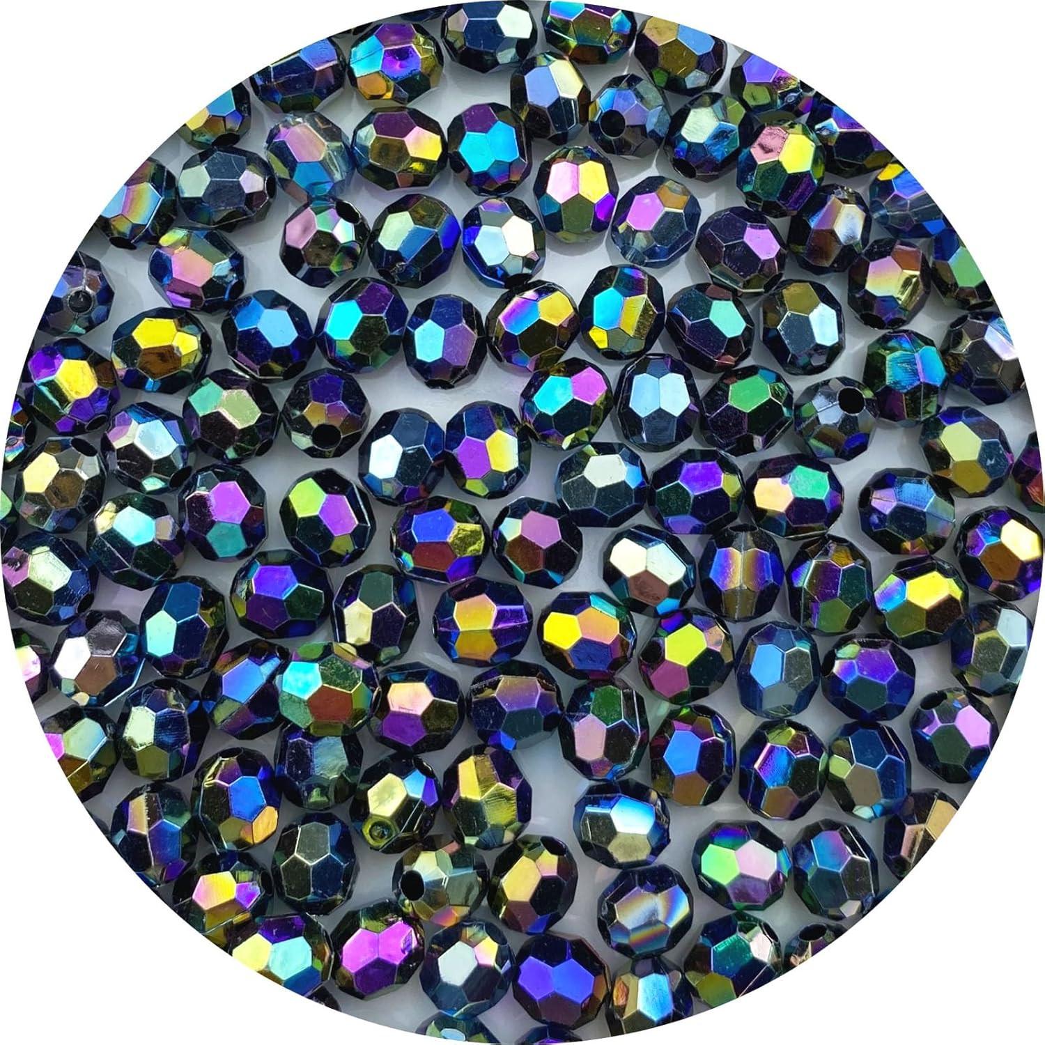 800 Pieces 6Mm Glossy Acrylic Faceted Beads AB Color Crystal round Plastic Space