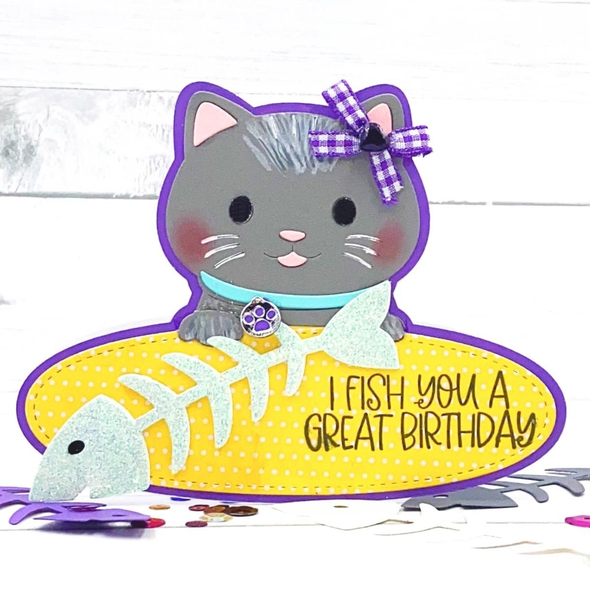 Stamps of Life Cat-Design Fold-It Card Stamp and Die Set