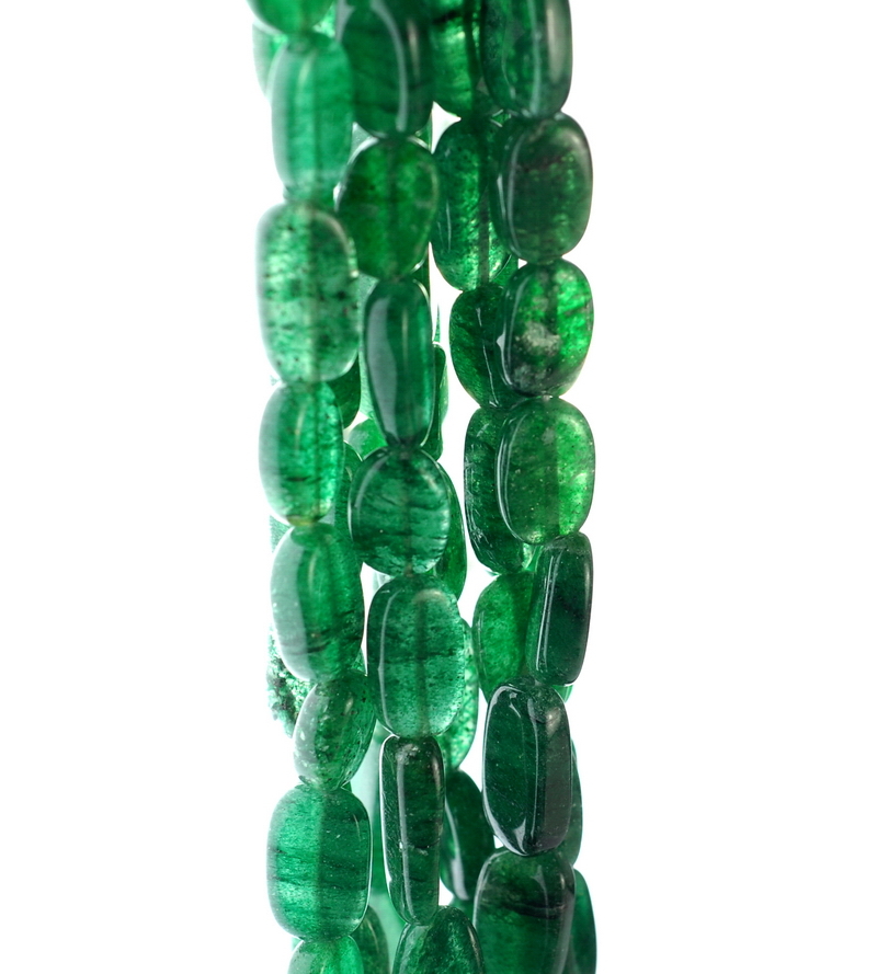 10X7-14X7MM GREEN MOSS AVENTURINE GEMSTONE PEBBLE NUGGET LOOSE BEADS 13-14inch