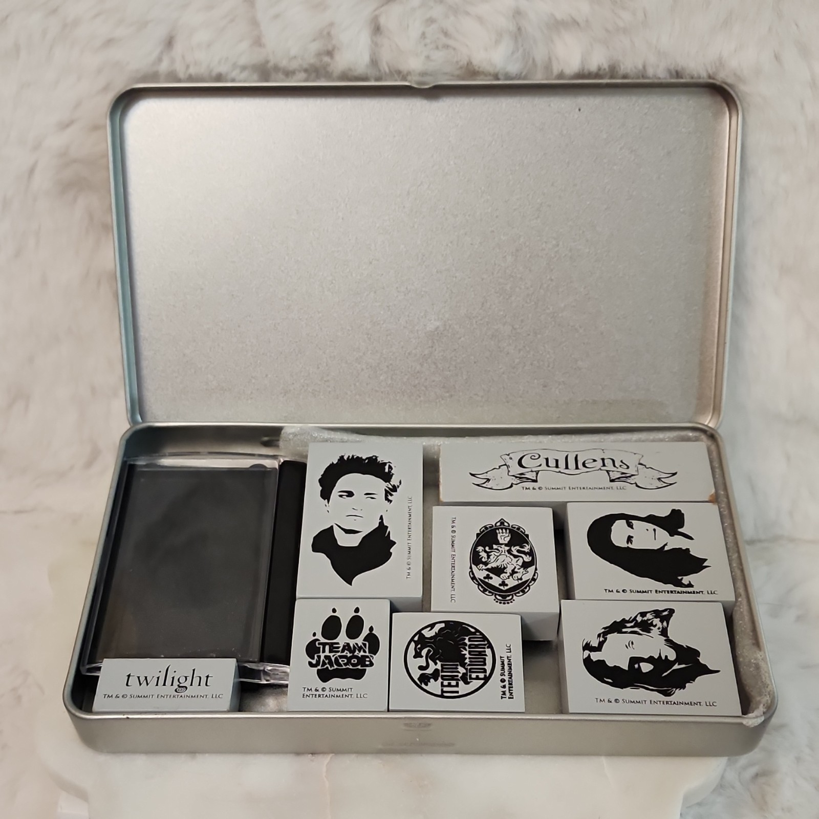 NECA Twilight Rubber Mounted Stamp Set w/ Ink Pad in Tin, Assorted Stamps