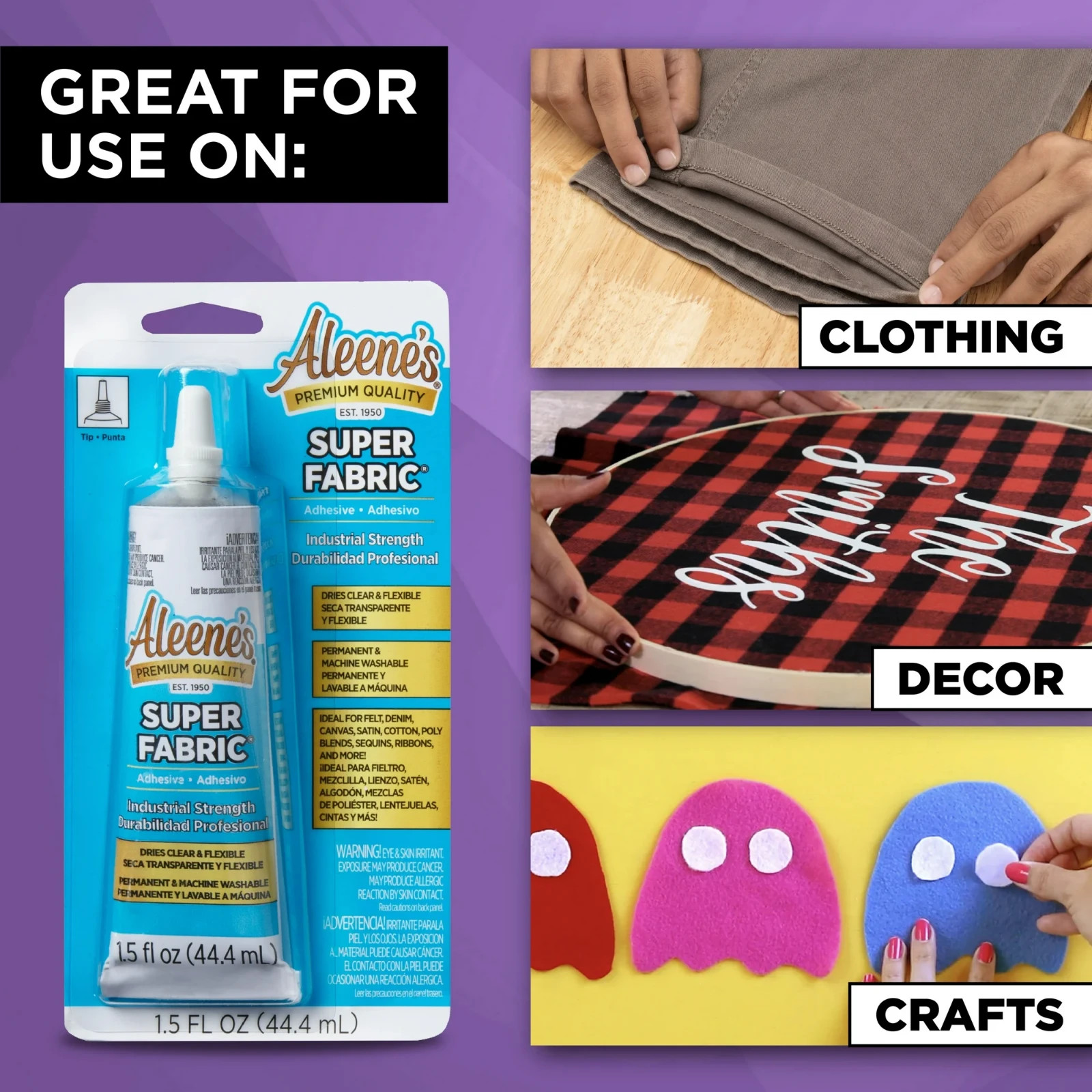 Super Fabric Adhesive 1.5 Fl Oz, Fast Drying, Clear Permanent Fabric Adhesive