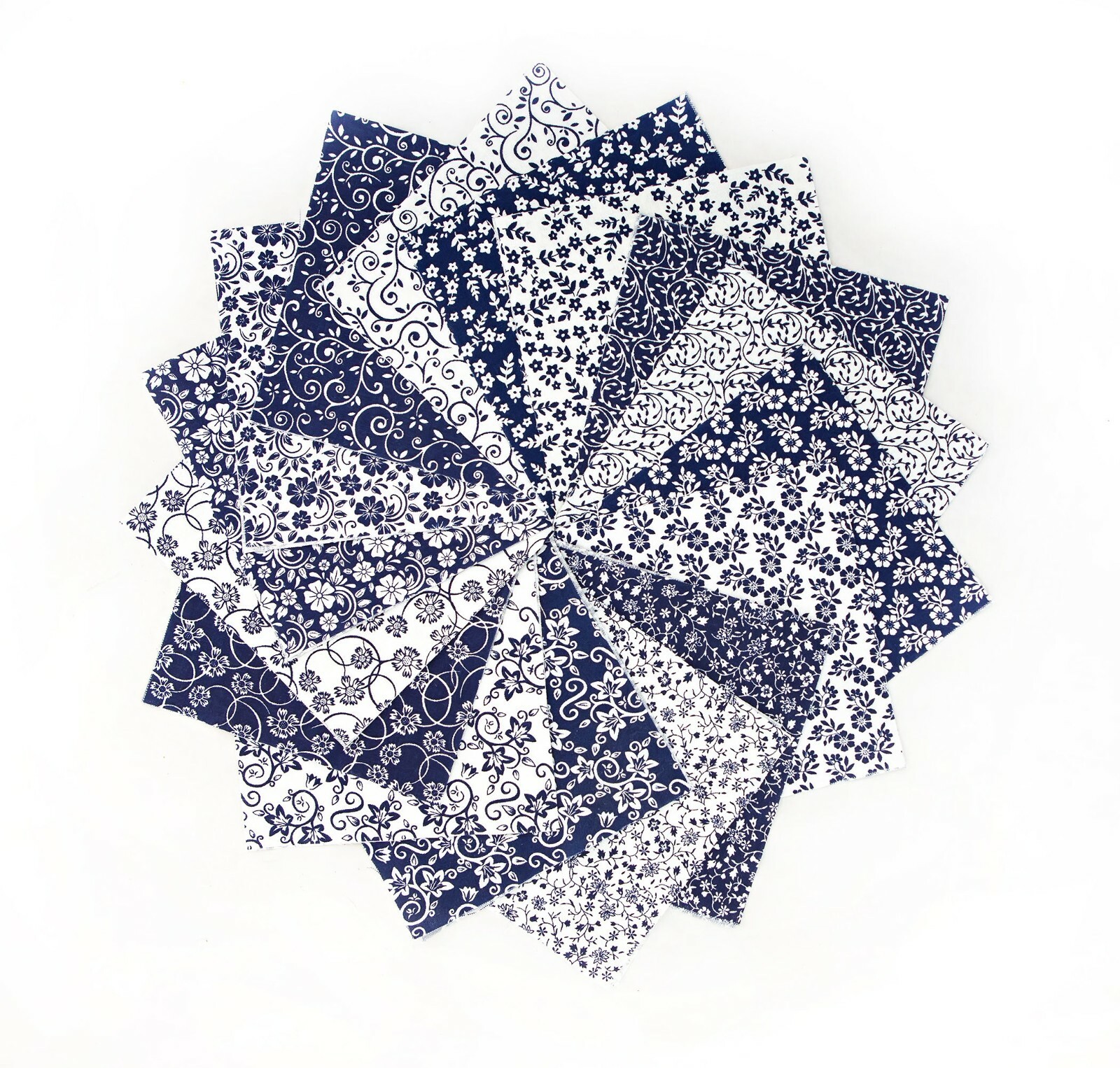New Navy & White Basics pre cut charm pack 5″ squares 100% cotton fabric quilt