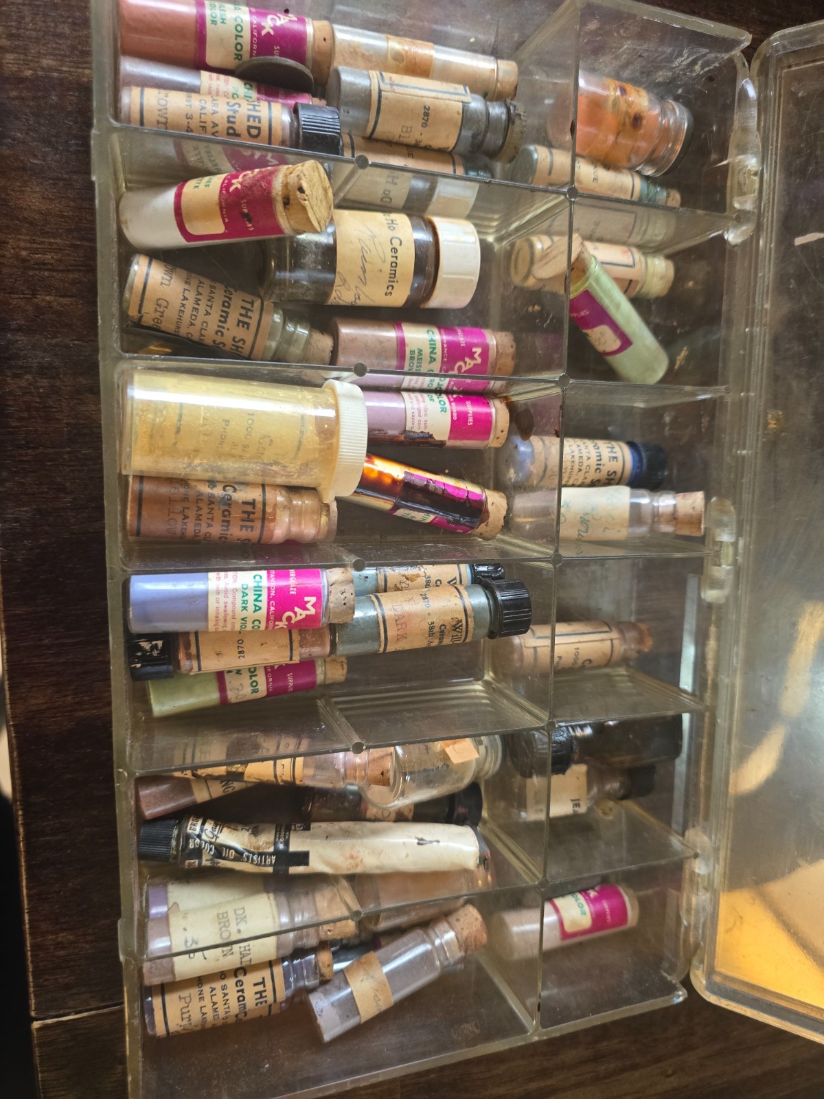 VTG Porcelain China Powder Paints Corked Glass Vials 40 + Assorted Colors Lot