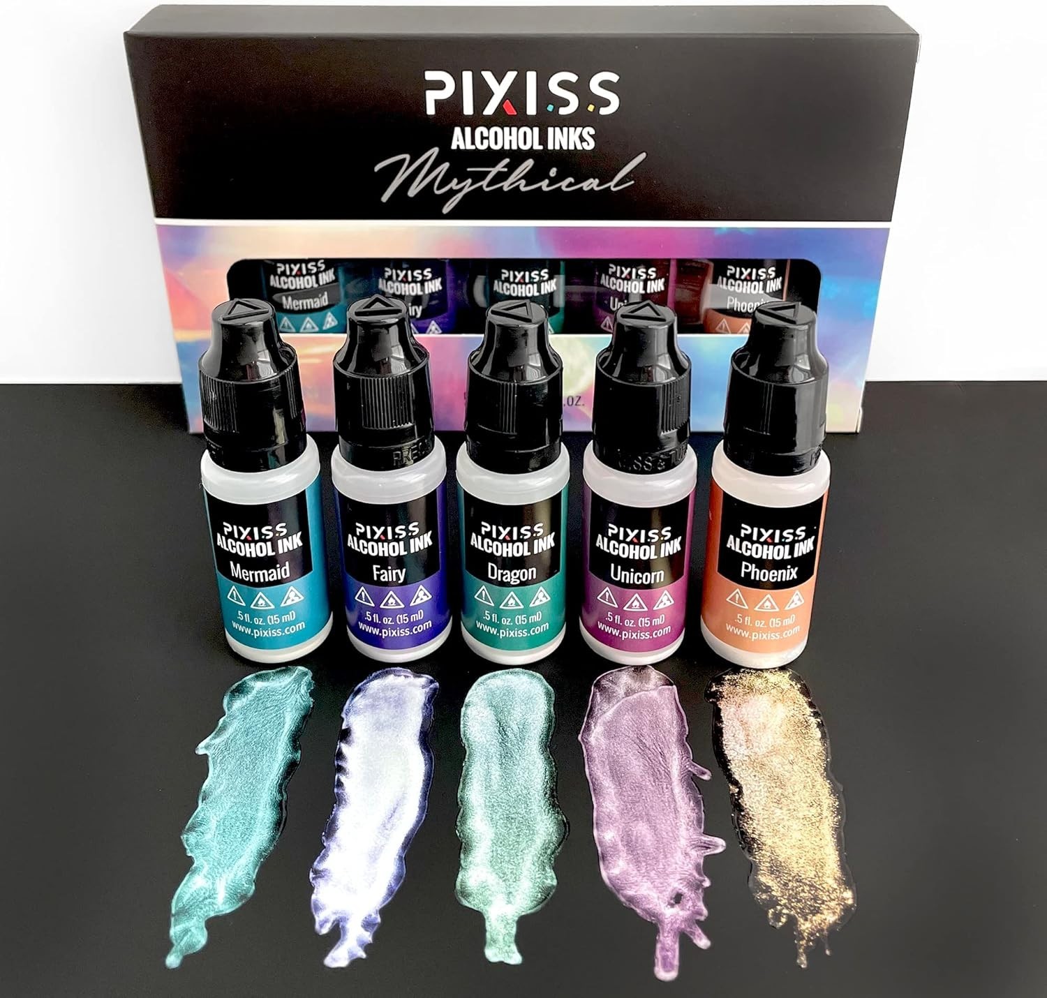 5 Pack Color-Changing Alcohol Inks for Crafts – Precision Tip – 15ml Bottles