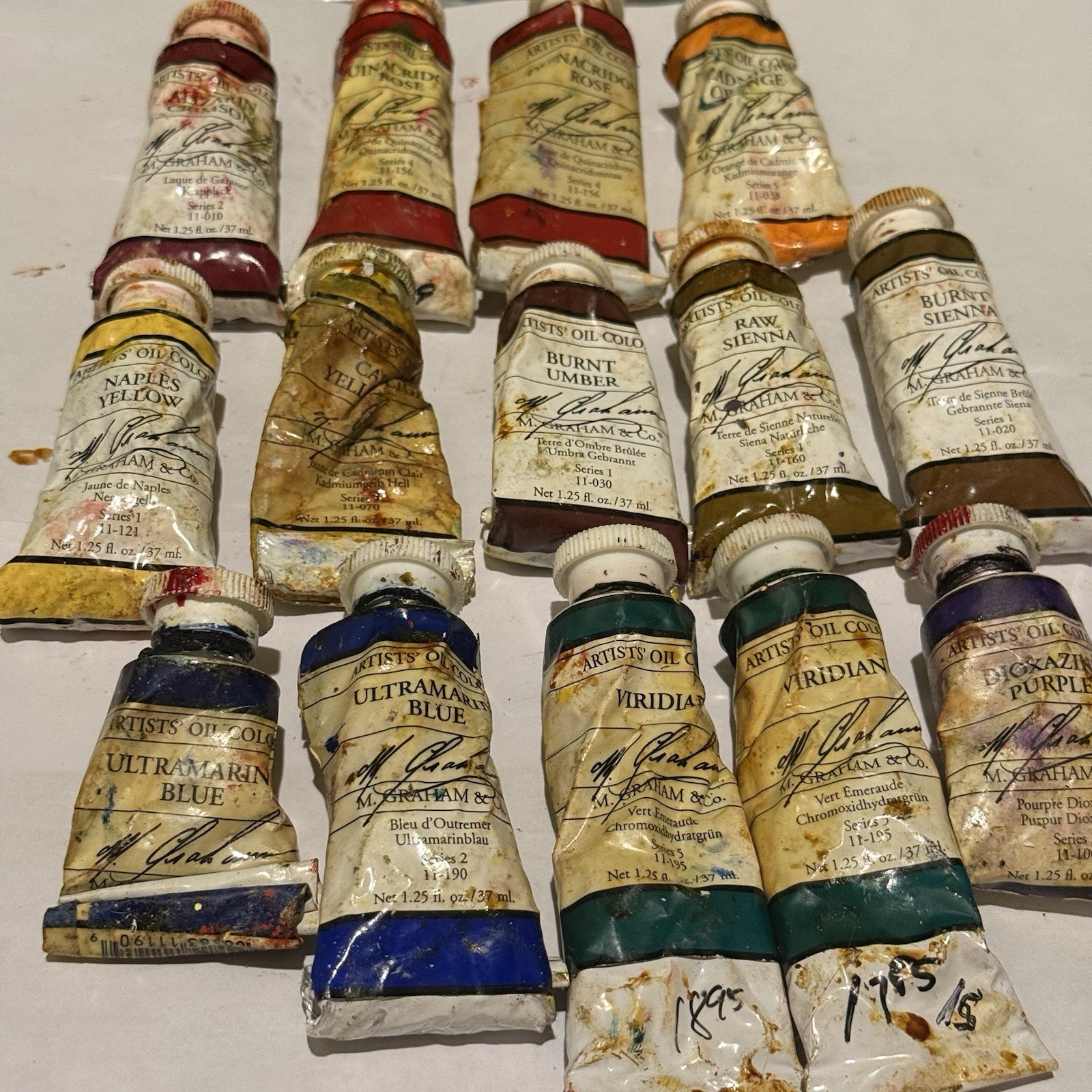 M. Graham Artist VINTAGE Oil Paint Red Cadmium Yellow Blue Viridian Green RARE