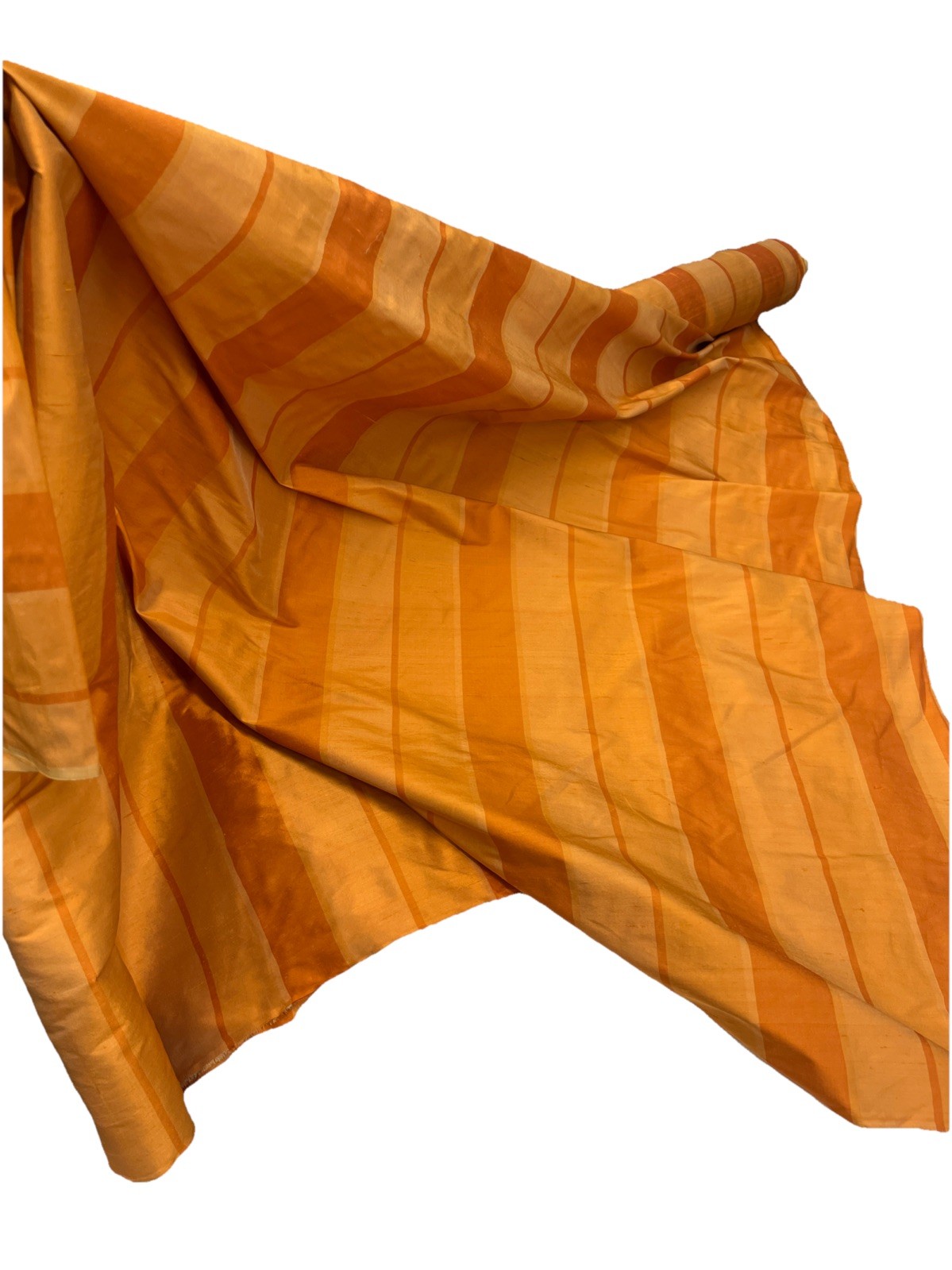Dupioni Stripes 100% Silk Fabric 54″ Wide, By Yard (501 )Sold By The Yard Orange