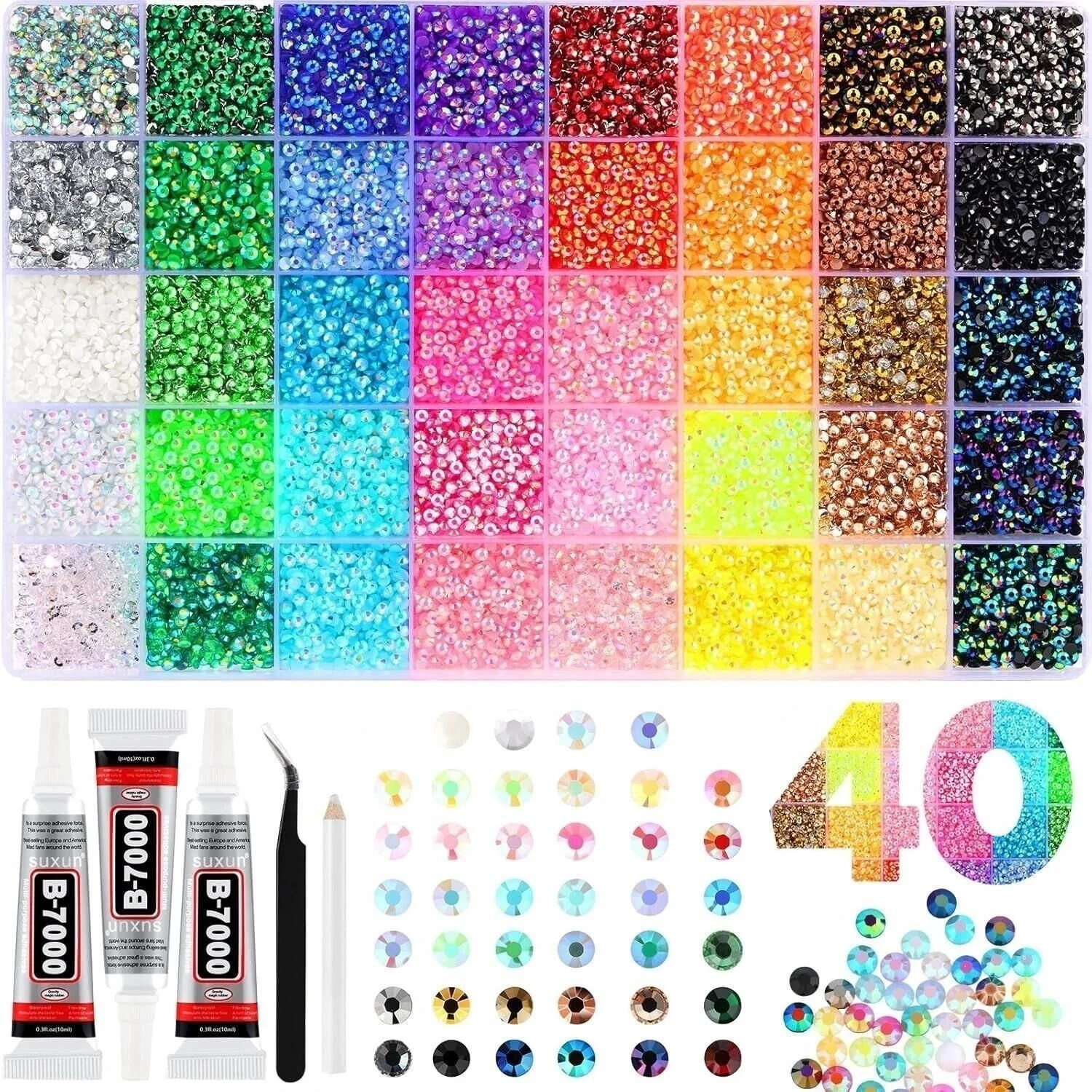 Jelly Rhinestones Bedazzling Kit Multicolor 3mm Flatback Resin Bedazzler Gems US