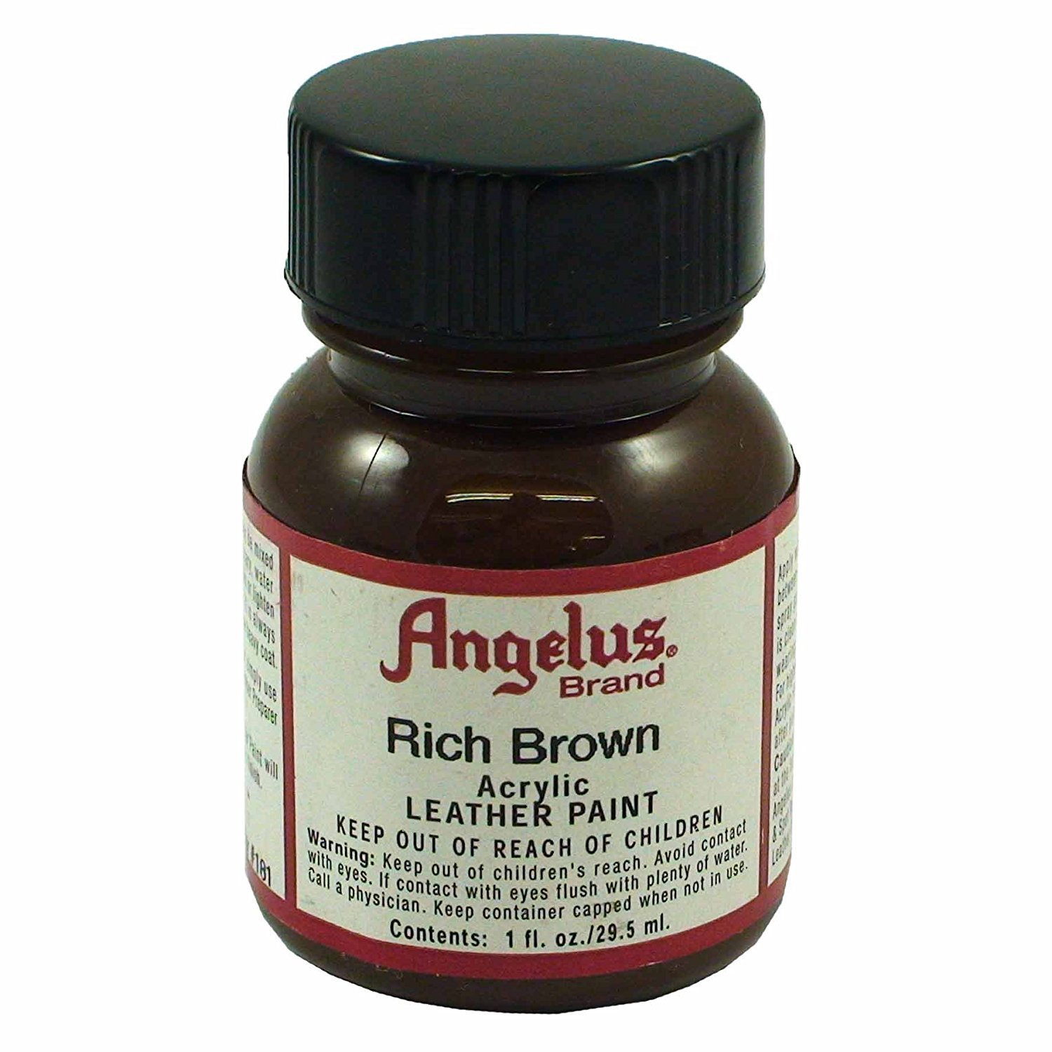 Angelus Acrylic Leather Paint Water Resistant shoes, bags Rich Brown – 1 Fl.OZ