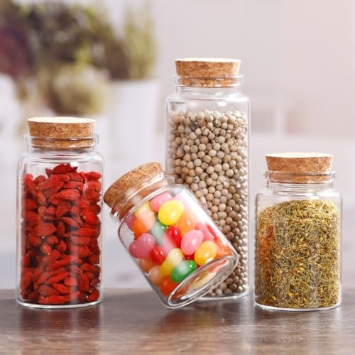 Glass Bottles with Cork,Pack Empty Clear Glass 2 Round BL-1030 100 ml/min