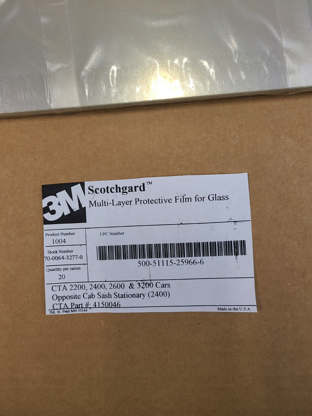 20 3M Scotchgard Multi-Layer Protective Film, 21×16 damage by vandalism # 1004