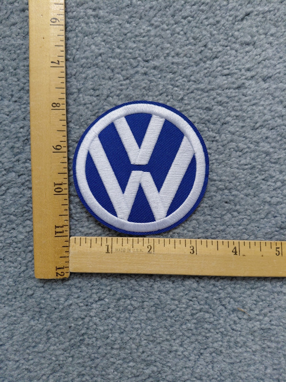 BLUE AND WHITE VOLKSWAGEN CAR AUTO IRON ON PATCH FREE SHIPPING