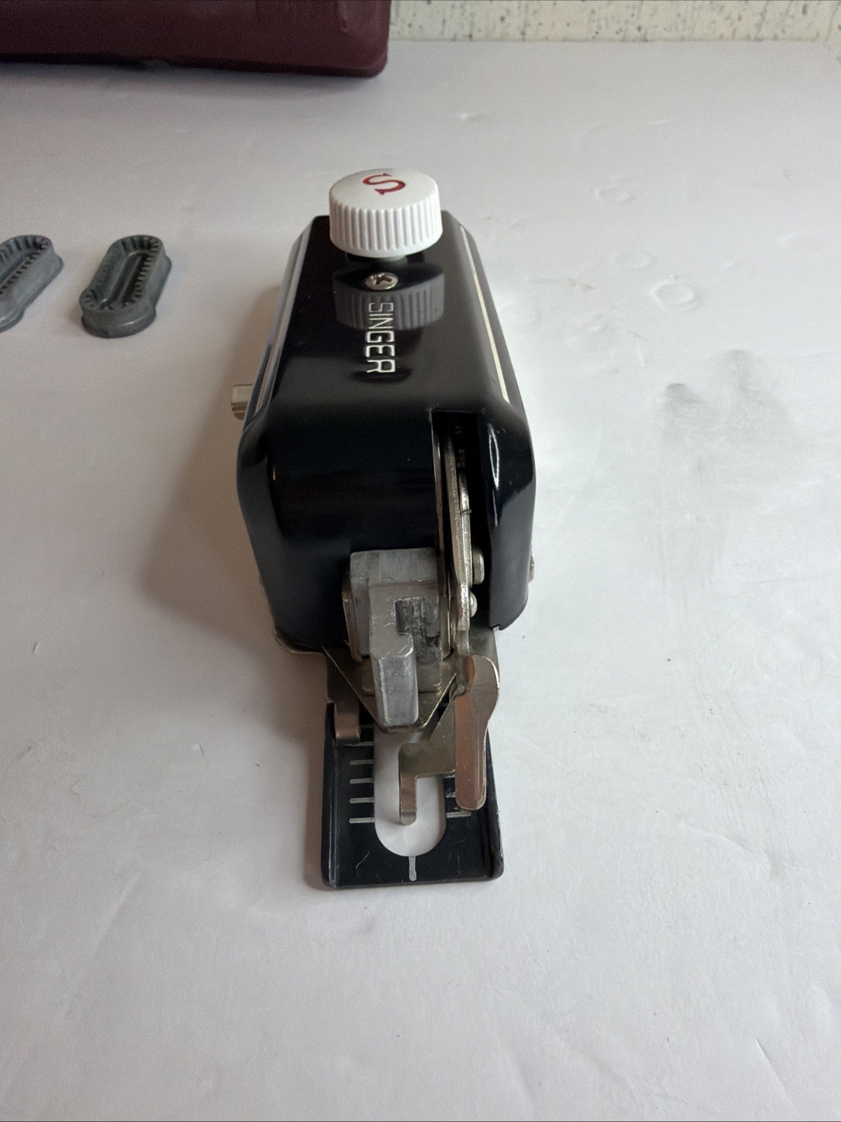 Vintage Singer Sewing Machine Slant Needle Buttonholer #160743 USA