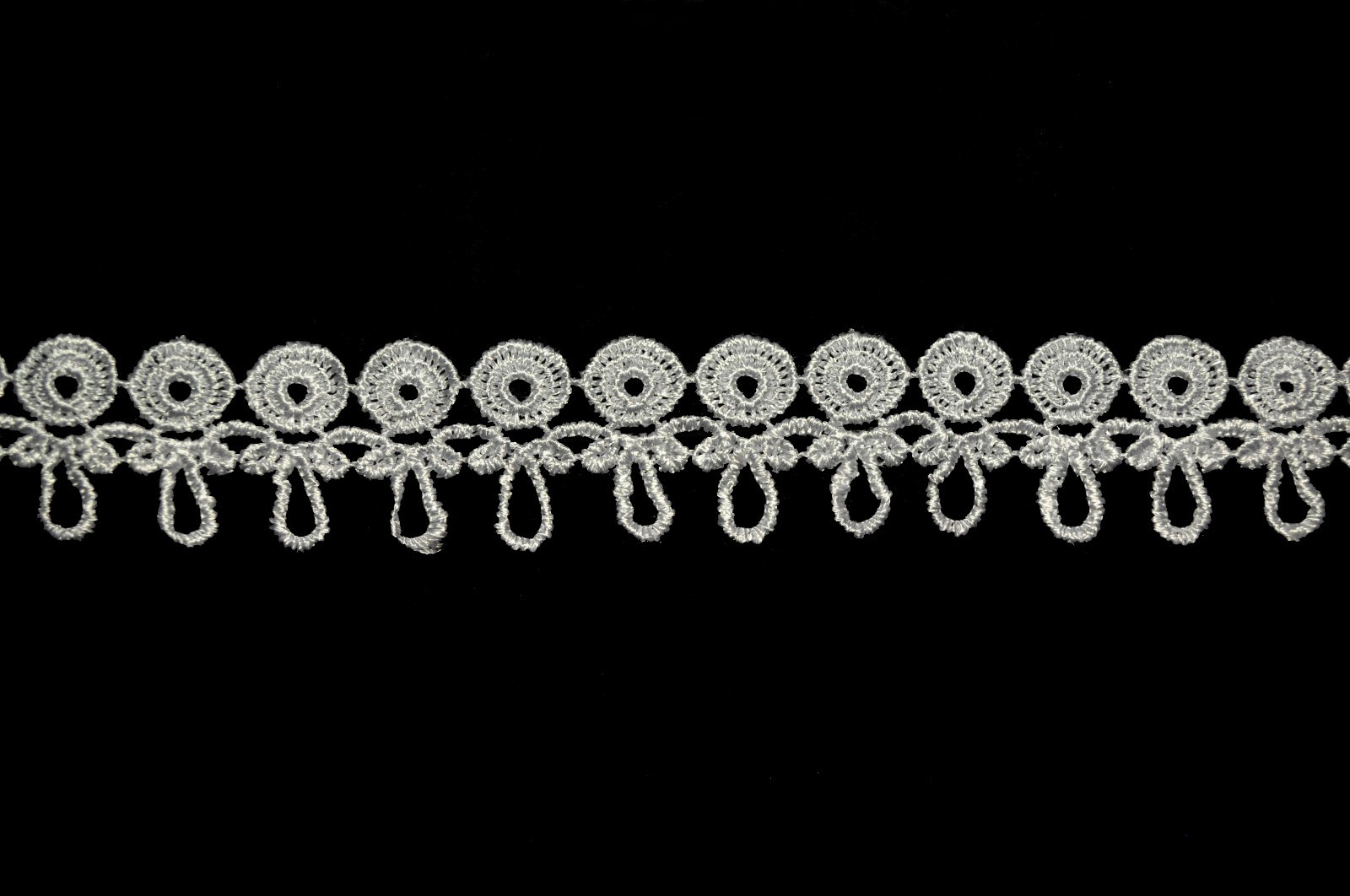 Lily 1″ White Small Ball pin DIY Venice Lace Trim With Loops Sold by Yardage