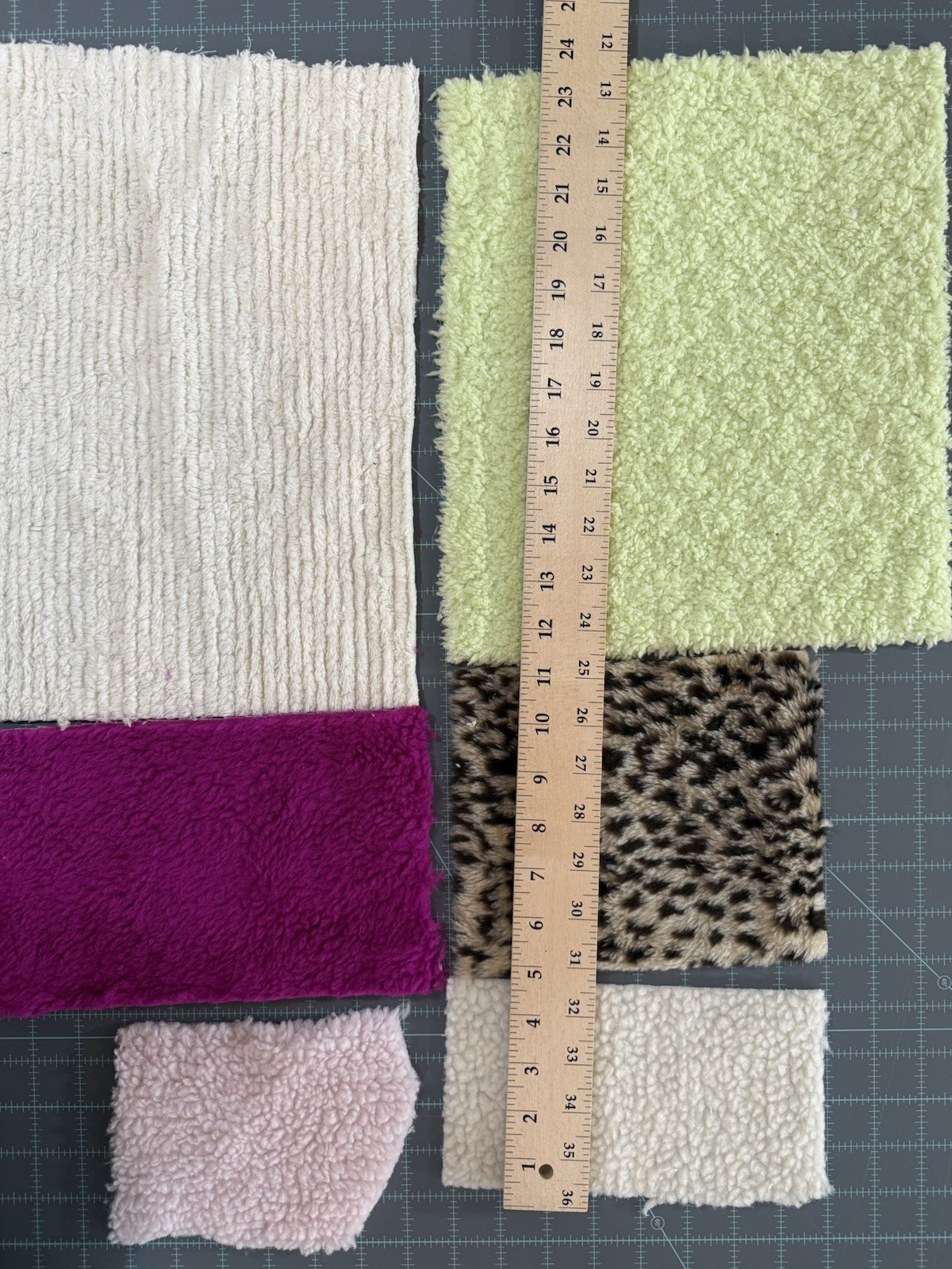 Fabric Different Textured Scrap Pieces Soft Fuzzy 4”-10”W Length Varies Crafts
