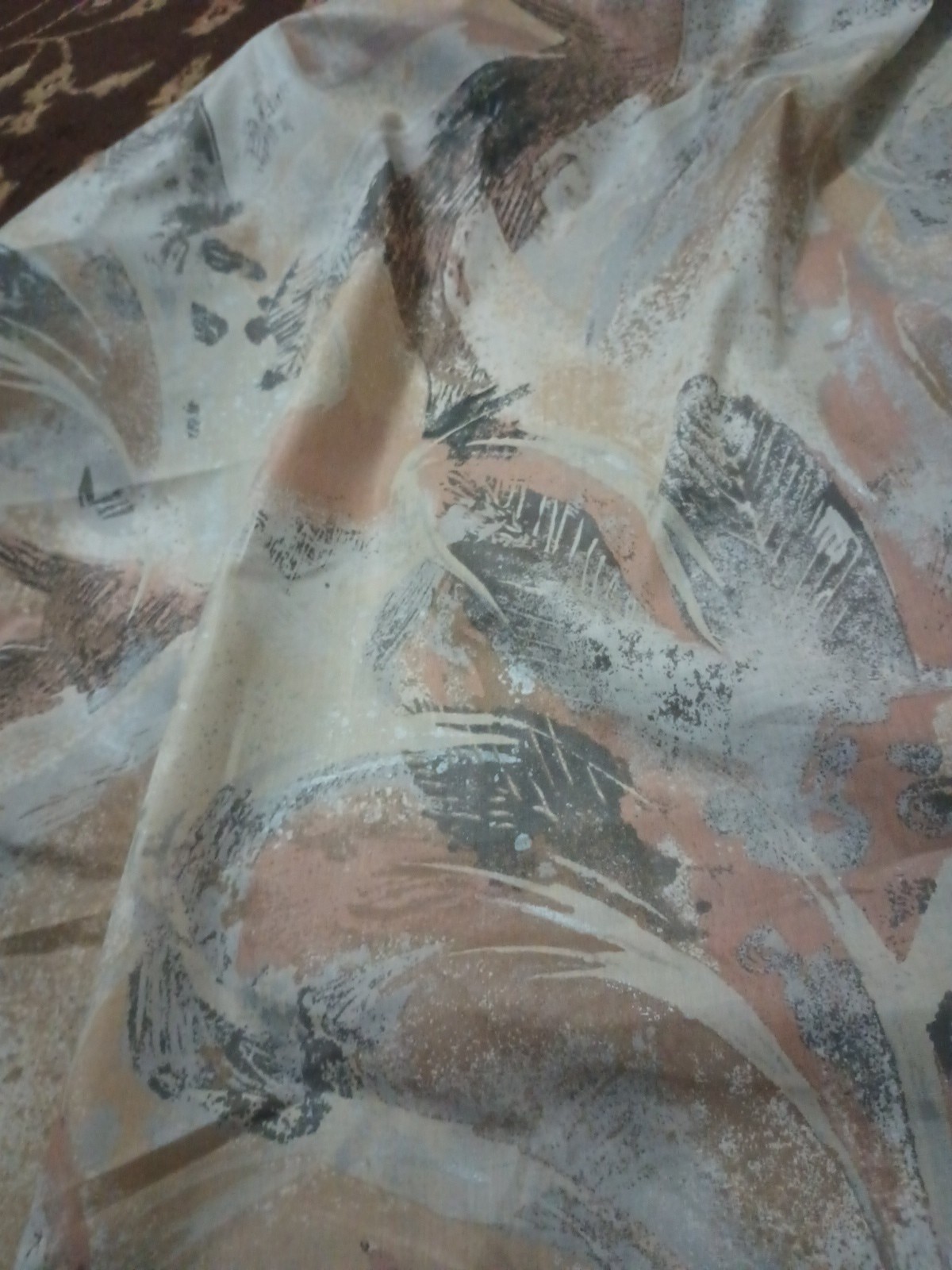Lightweight Woven Fabric 45” Wide Beige Abstract Whimsical Print Cottonblend BTY