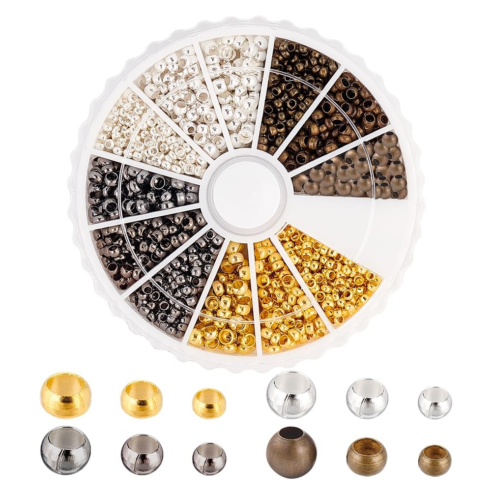 PH PandaHall 1440pcs Brass Tube 3 Sizes-Diameter 2~3mm, 4 Colors-1440 Pcs
