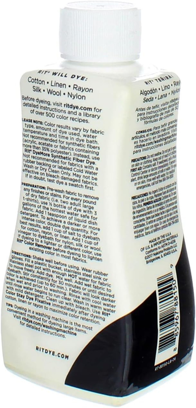 Liquid Black Dye 8 Oz All Purpose Fabric Dye for Cotton Polyester Acrylic