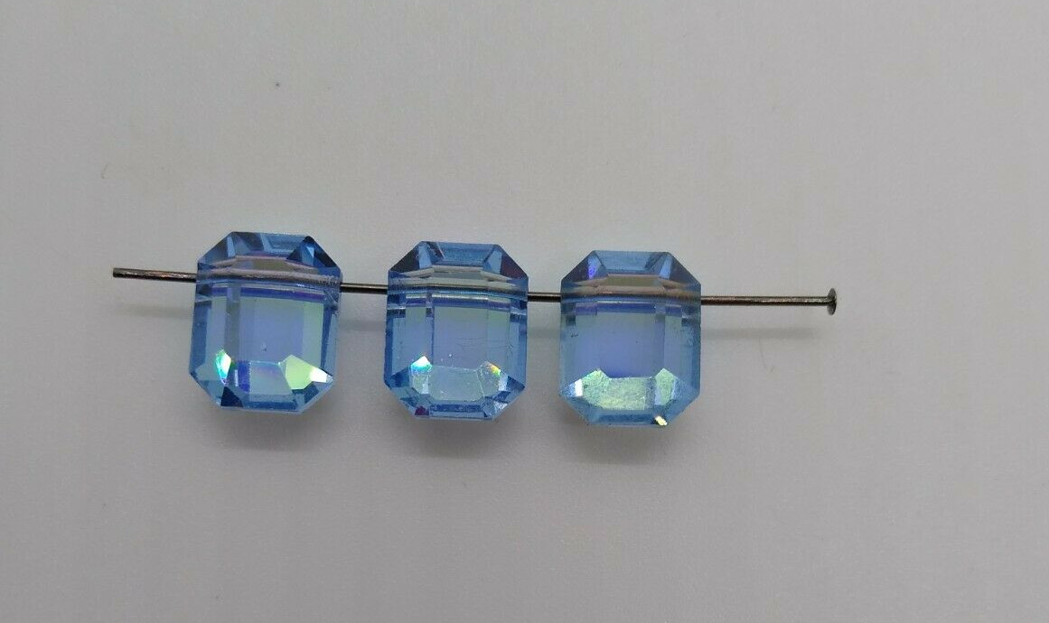 Factory Pack Swarovski Crystal Lt Sapphire AB 12x10mm Facet Rectangle 5105 Beads