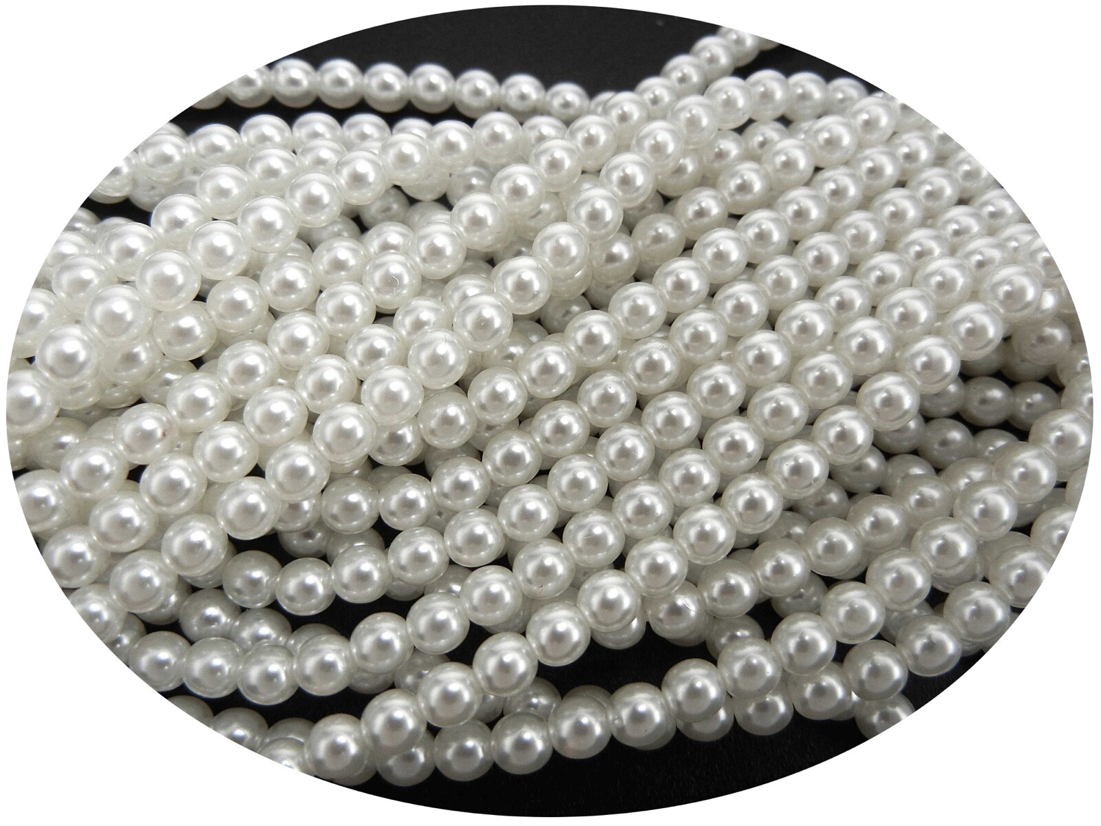 Czech Round Glass Imitation loose Pearls White nacre pearl color, Bridal White