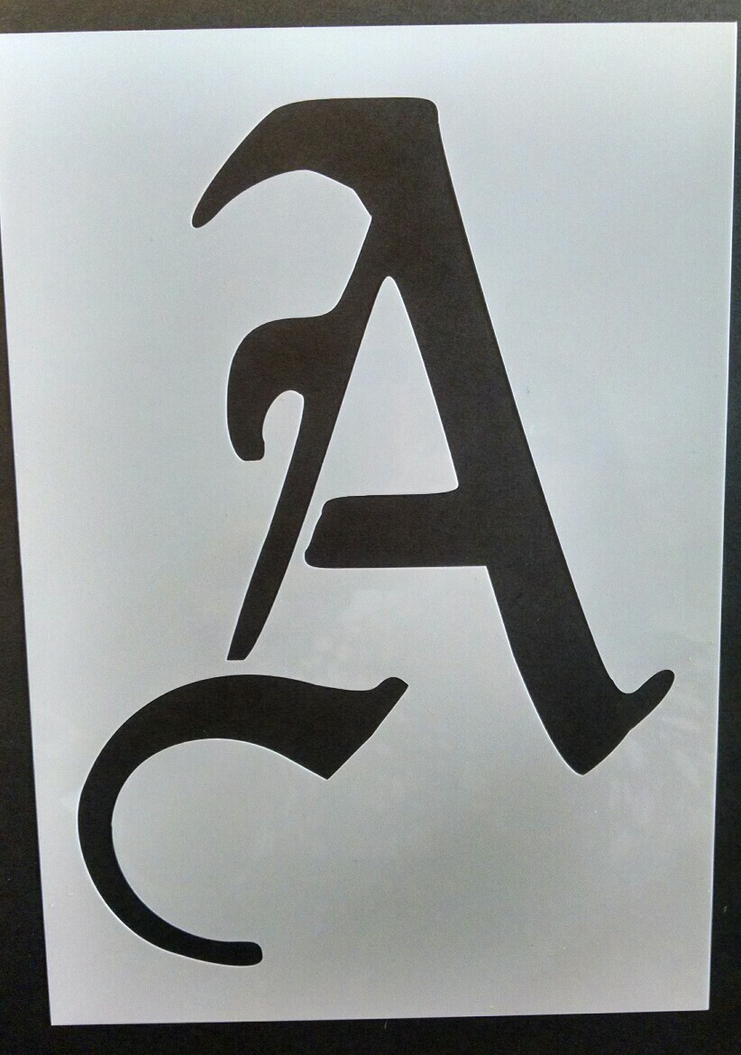 OLD ENGLISH SINGLE LETTERS Lg Sz Stencil Template Wall Signs Airbrush YOU CHOOSE