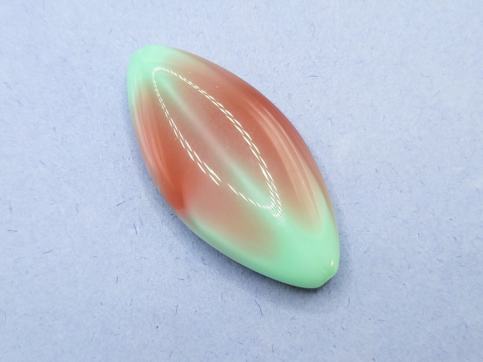 Huge 37x18mm Uranium Glass Bead Pink Green Czech Navette Pressed Glass 1pc