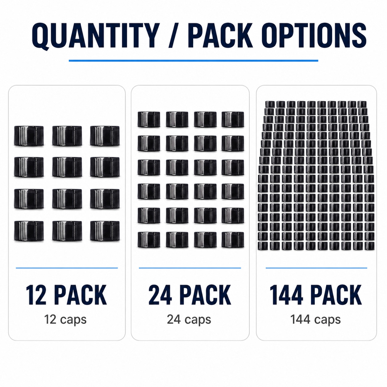 Bottle Caps Replacement Lids – Plastic Screw Caps, Choose Size & Multi-Pack
