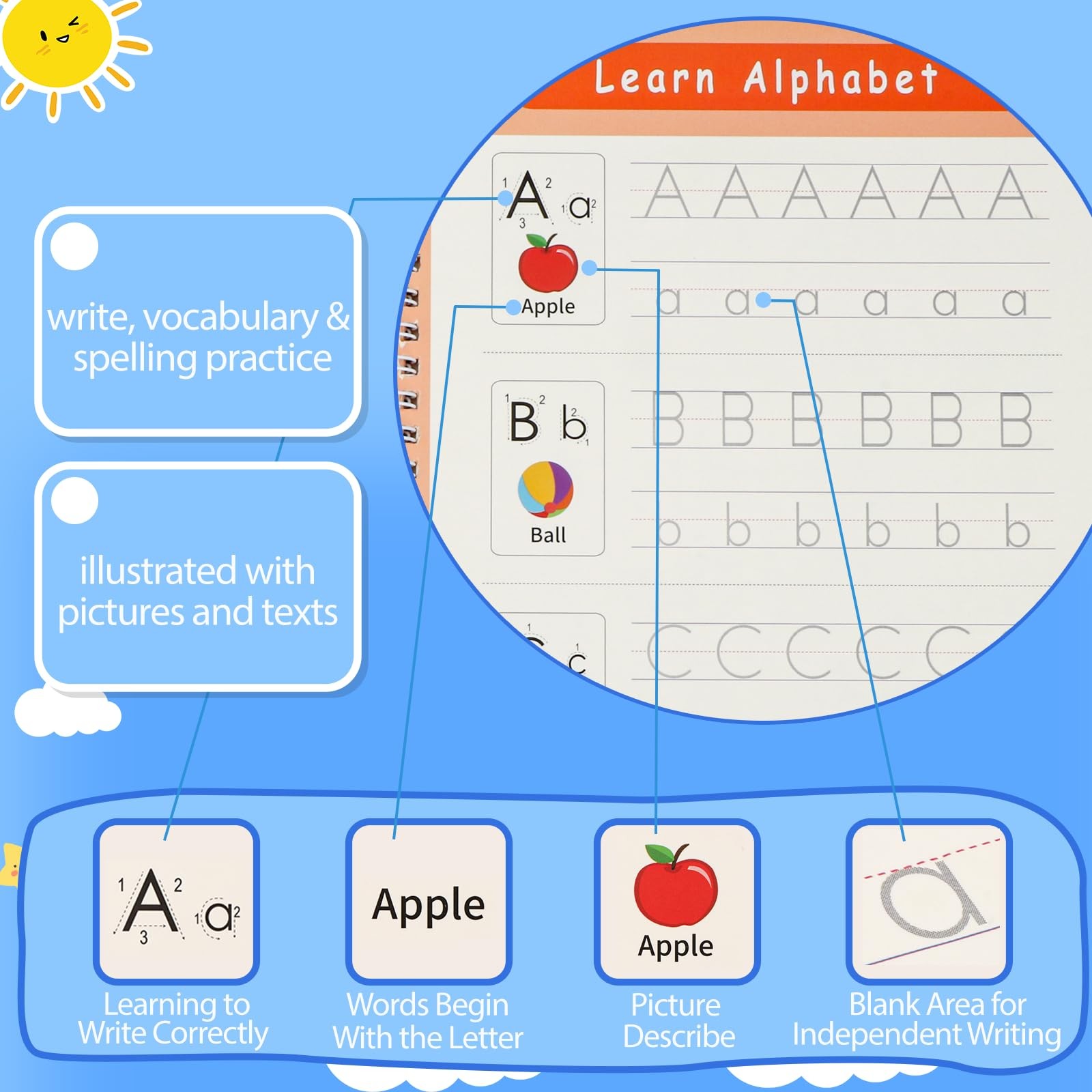 Magic Grooved Writing Practice for Kids Large （‎10.39 x 8.11 x 1.61 inches）